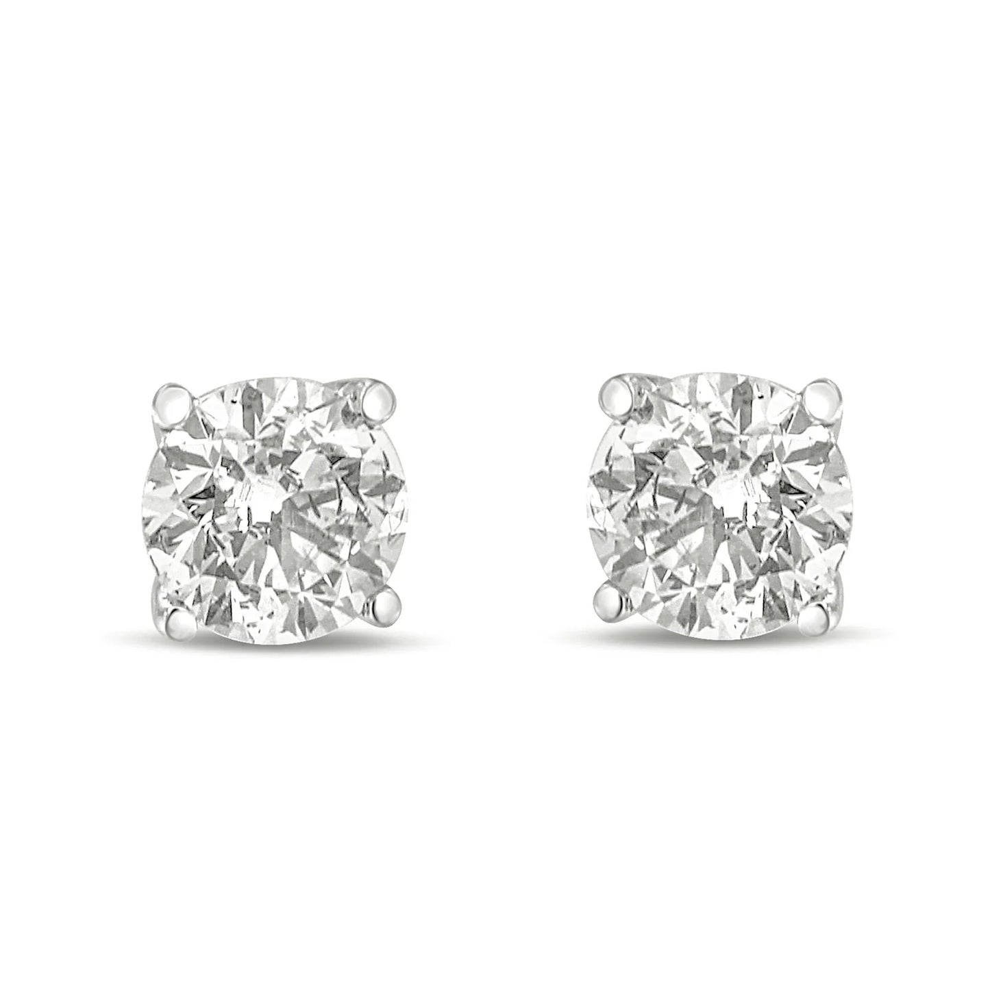 14K Gold 1.0 Carat Round Brilliant Cut Lab Grown Diamond Solitaire Stud Earrings
