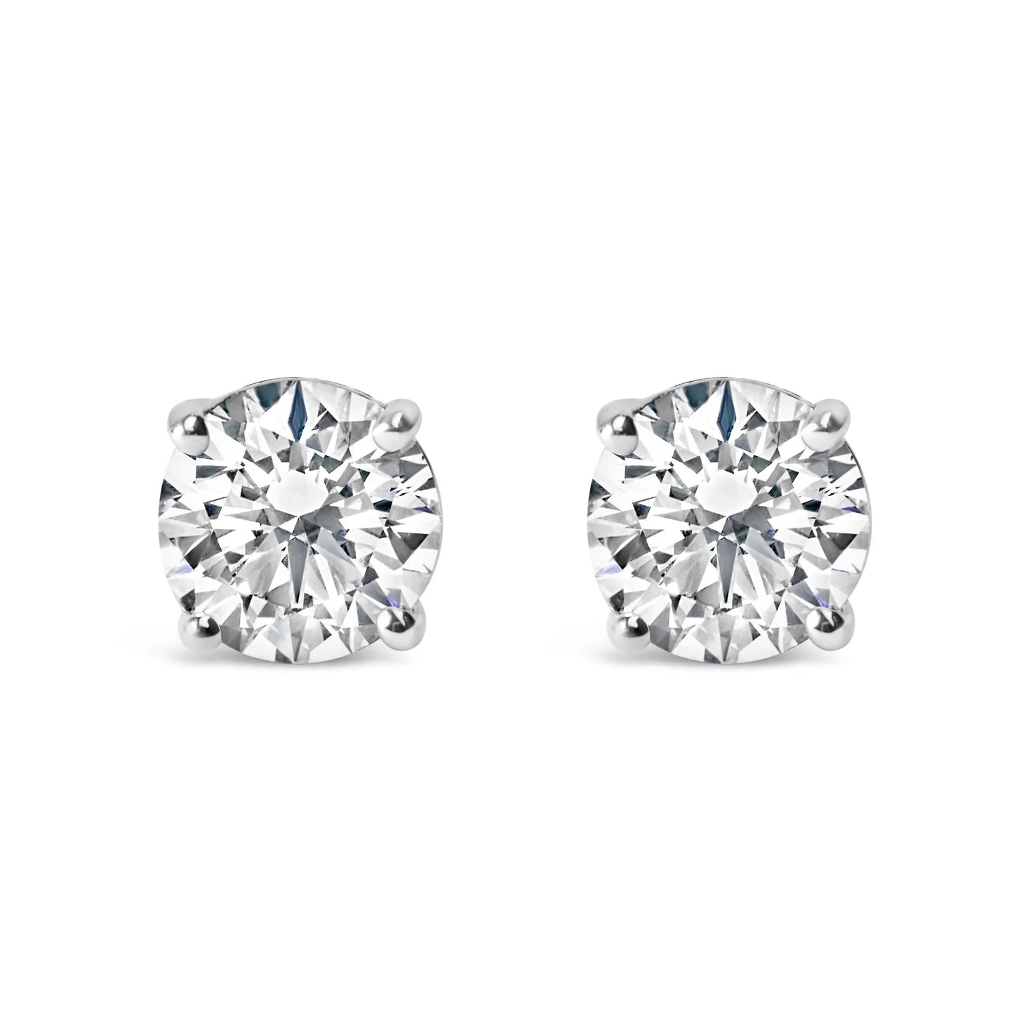 14K Gold 1.0 Carat Round Brilliant Cut Lab Grown Diamond Solitaire Stud Earrings