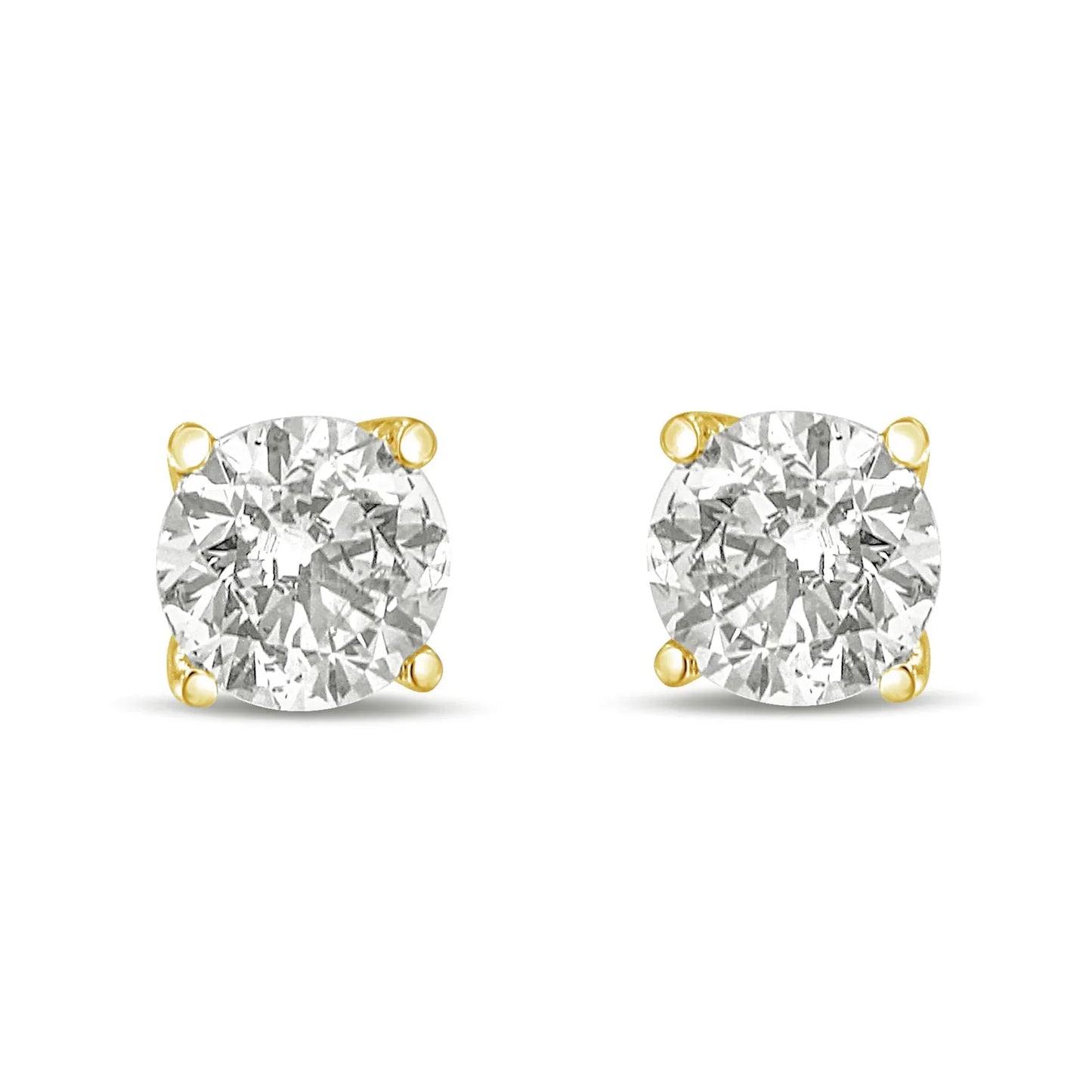 14K Gold 1.0 Carat Round Brilliant Cut Lab Grown Diamond Solitaire Stud Earrings