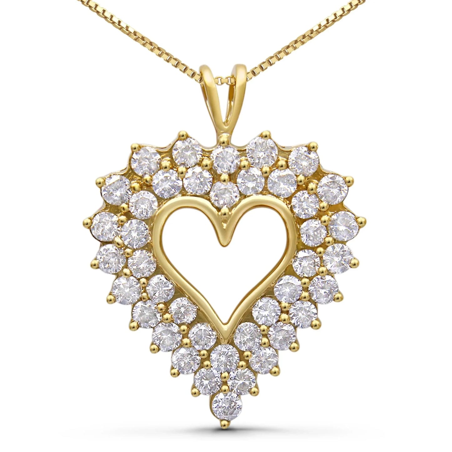 4.0 Cttw Diamond Heart Necklace – 14K Gold Plated Sterling Silver, 18
