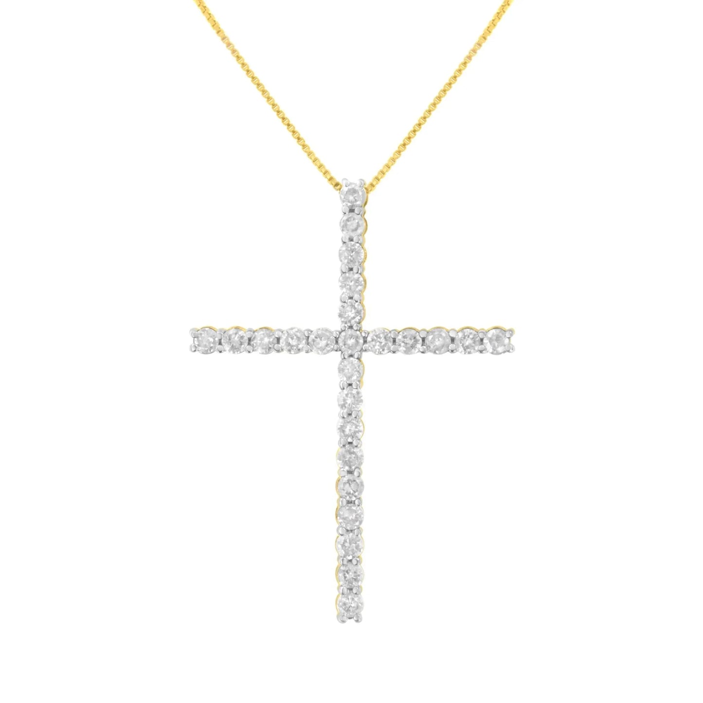 .925 Sterling Silver 2 1/2 Cttw Diamond Cross Pendant Necklace (H-I, I2-I3)