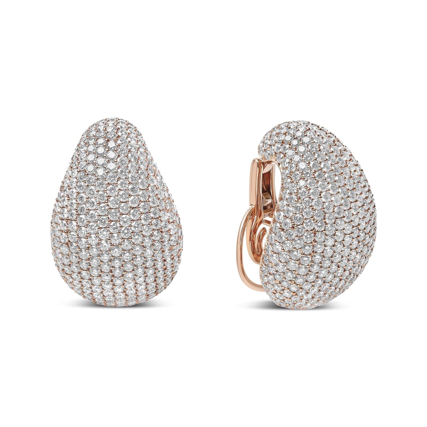 18K Rose Gold 13.2 Cttw Micro-Pave Diamond Sculptural Omega Back Earrings