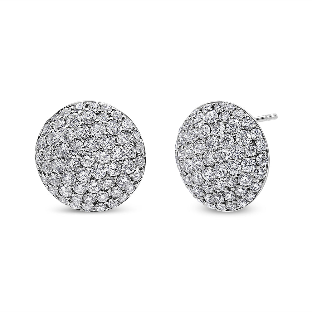 18K White Gold 3.5 Cttw Diamond Cluster Disc Stud Earrings
