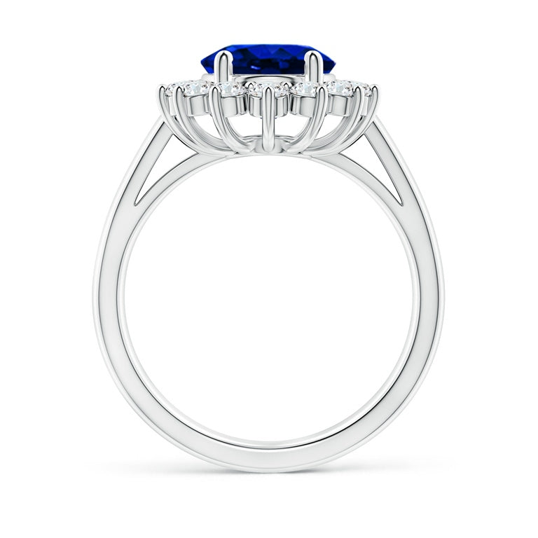 Princess Diana Inspired 3.00CTW AGI Certified G/vs Lab-Grown Sapphire and Diamond Halo Ring in 14K White Gold