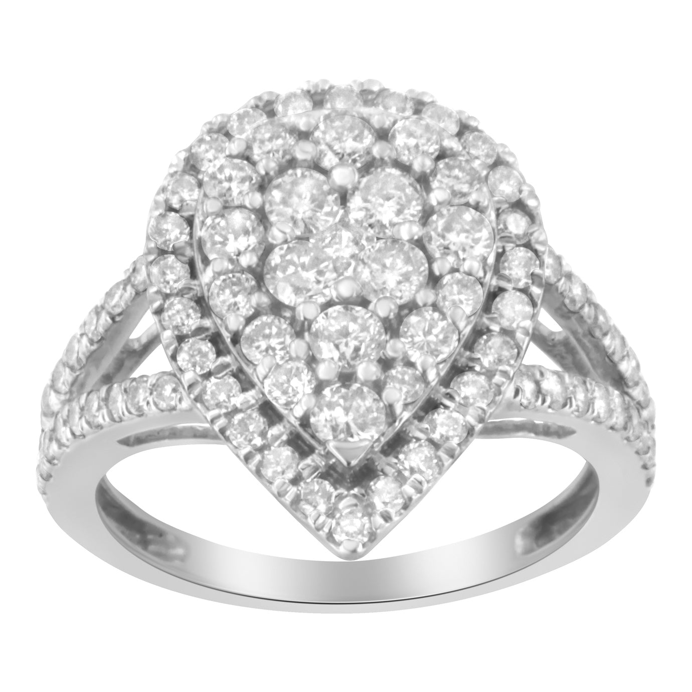 .925 Sterling Silver Diamond Cluster Ring 1.5 Cttw H-I I1-I2 – Elegant Sparkle