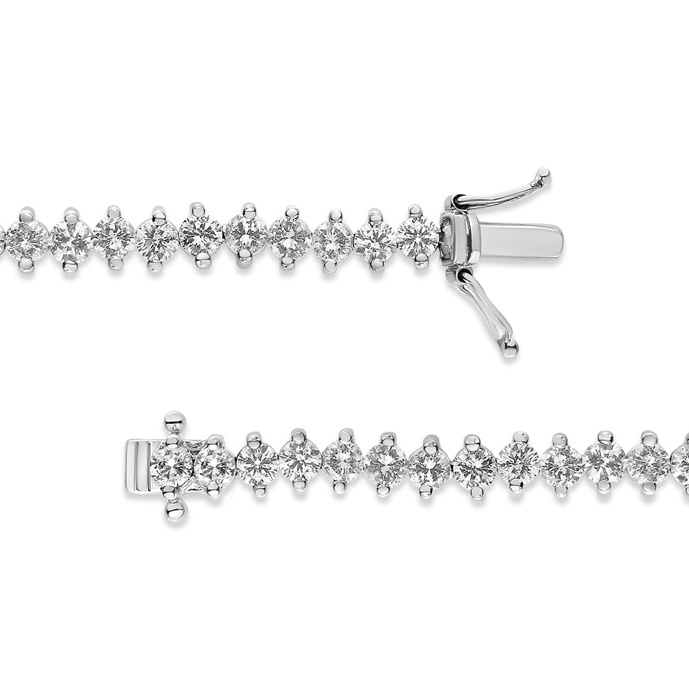 14K White Gold Round Diamond 2-Prong Tennis Bracelet 7 - Luxury Jewelry