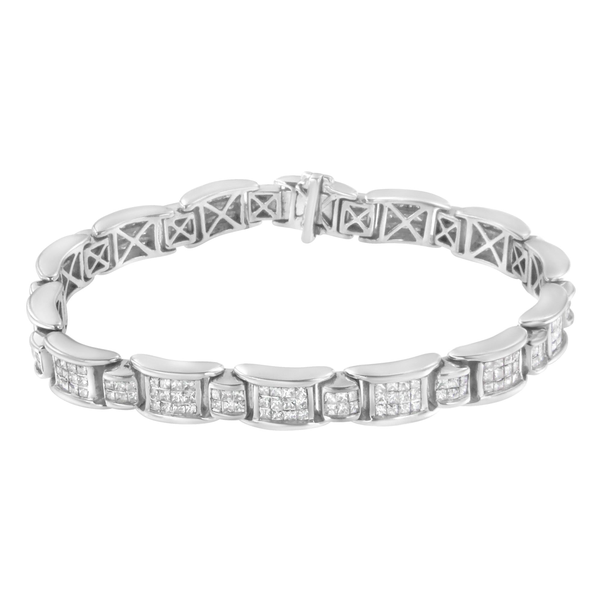14K White Gold Princess-Cut Diamond Tennis Bracelet - Luxury Jewelry