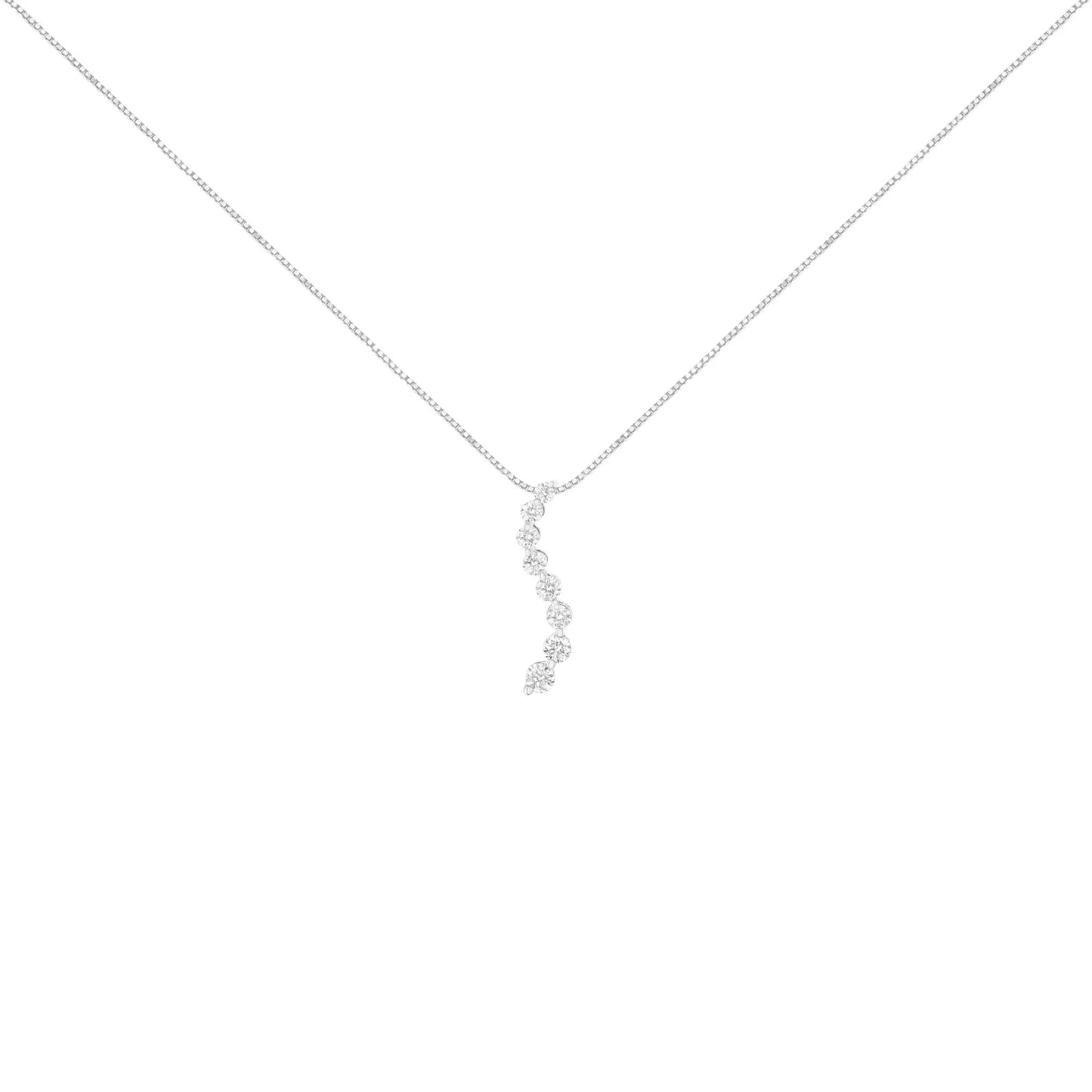 AGS Certified 14k White Gold 3.0 Cttw Round-Cut Diamond Journey 18" Necklace