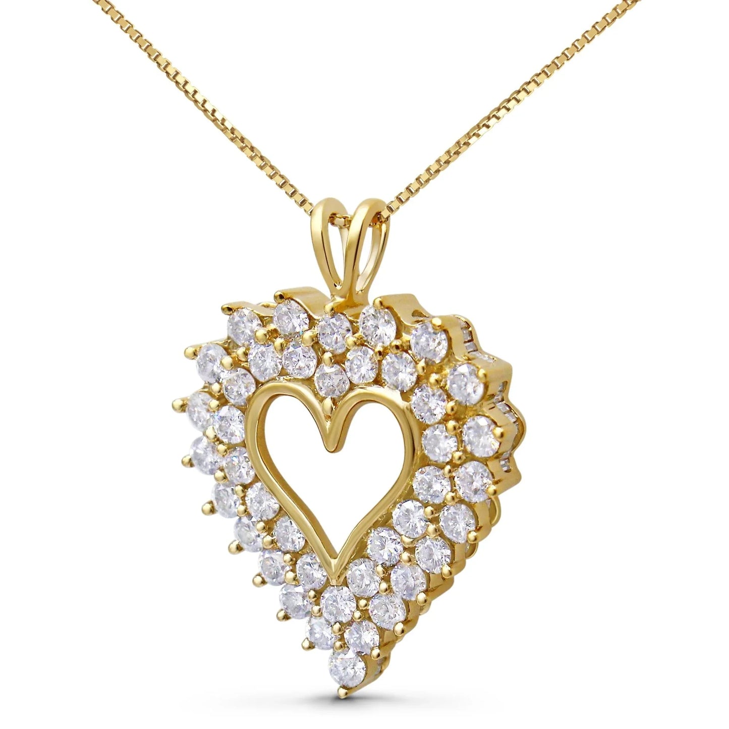 4.0 Cttw Diamond Heart Necklace – 14K Gold Plated Sterling Silver, 18