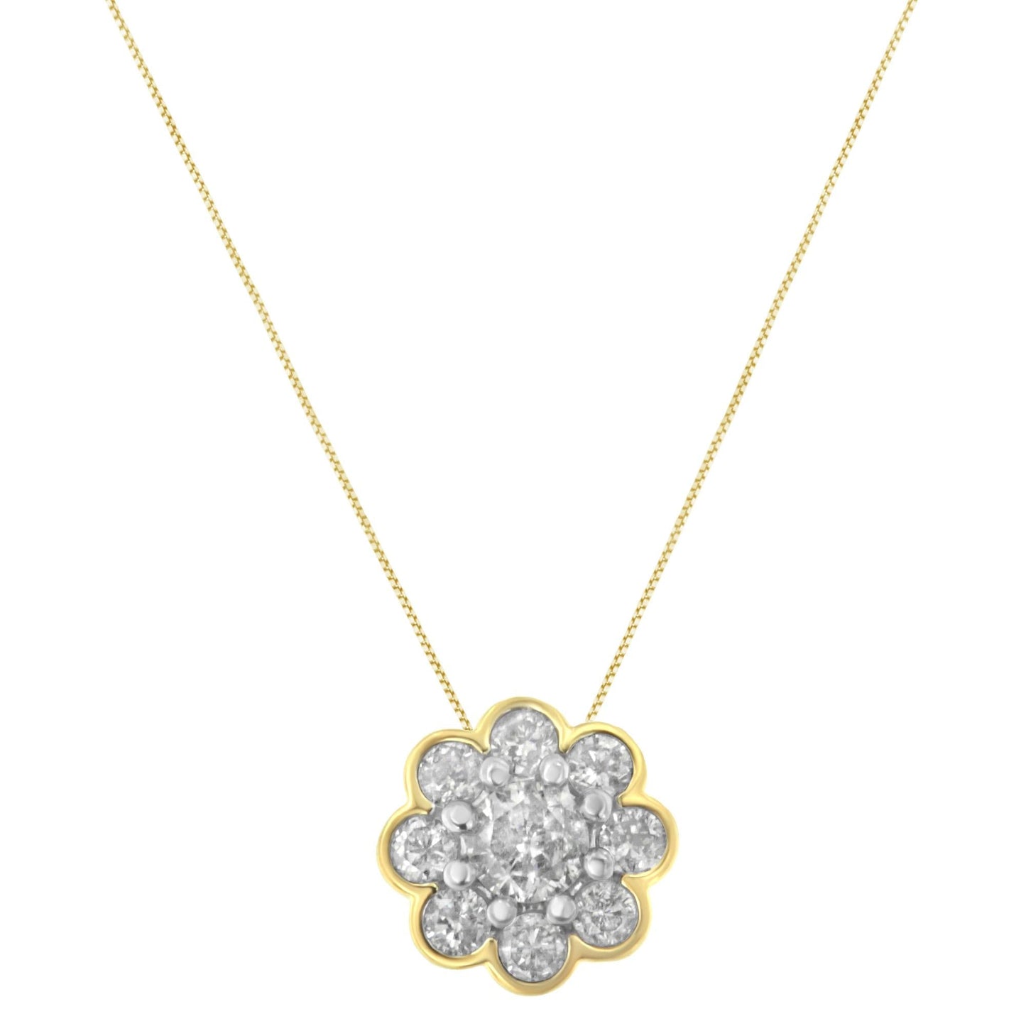 10K Gold Plated Sterling Silver 1/4 Cttw Diamond Cluster Pendant Necklace