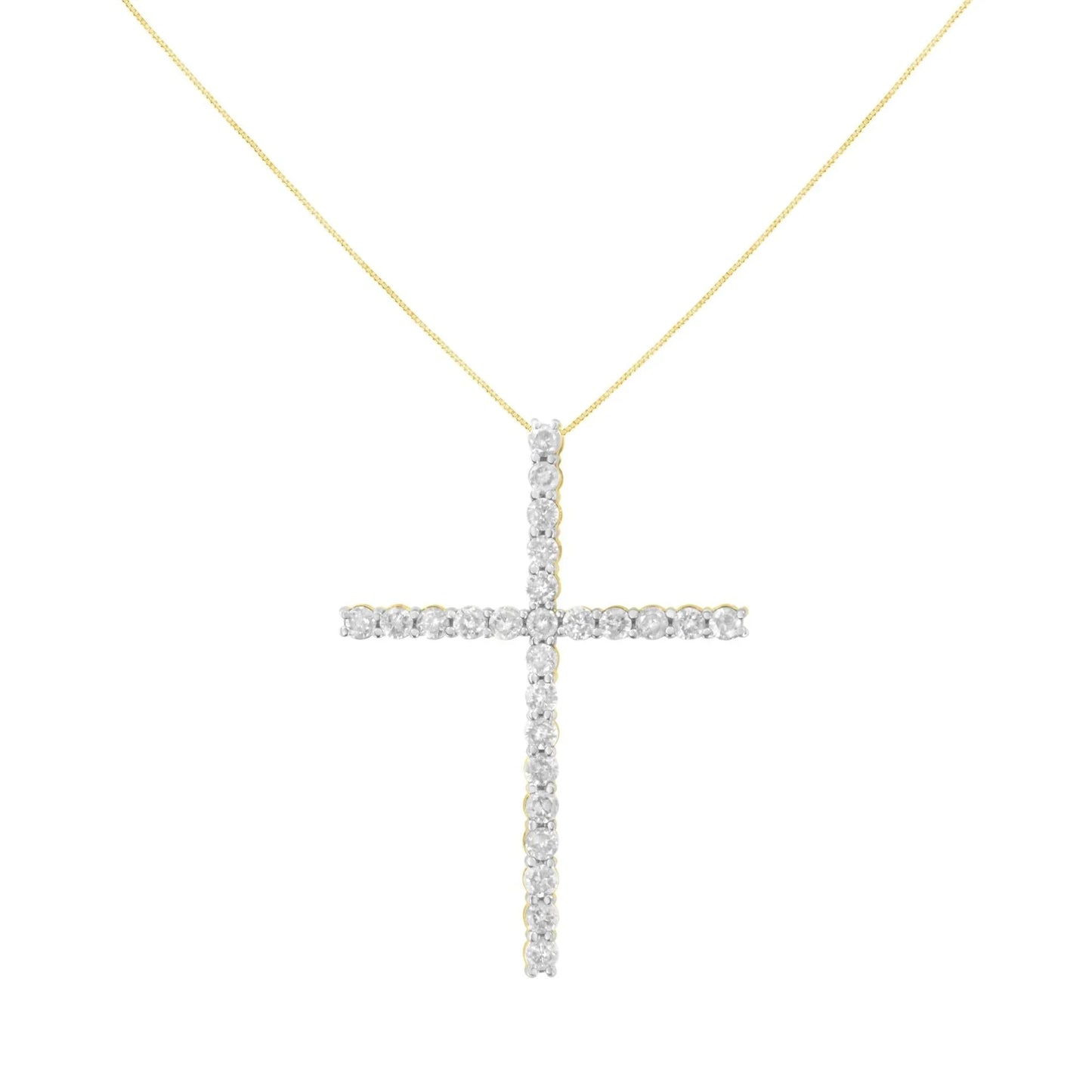 .925 Sterling Silver 2 1/2 Cttw Diamond Cross Pendant Necklace (H-I, I2-I3)