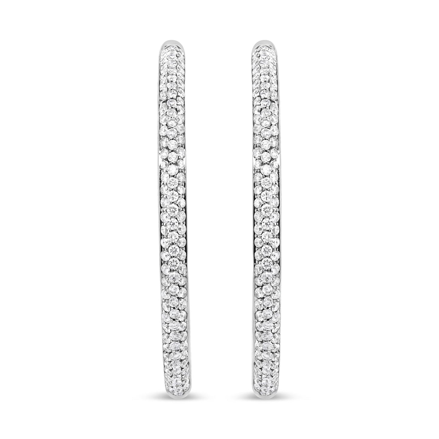 18K White Gold 2.00 Cttw Round-Cut Diamond Hoop Earrings - Luxury Jewelry