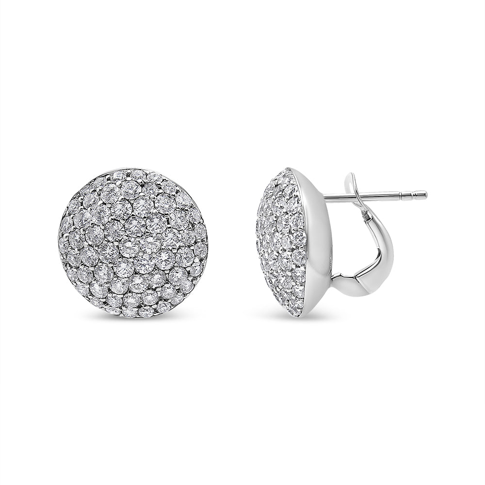 18K White Gold 3.5 Cttw Diamond Cluster Disc Stud Earrings