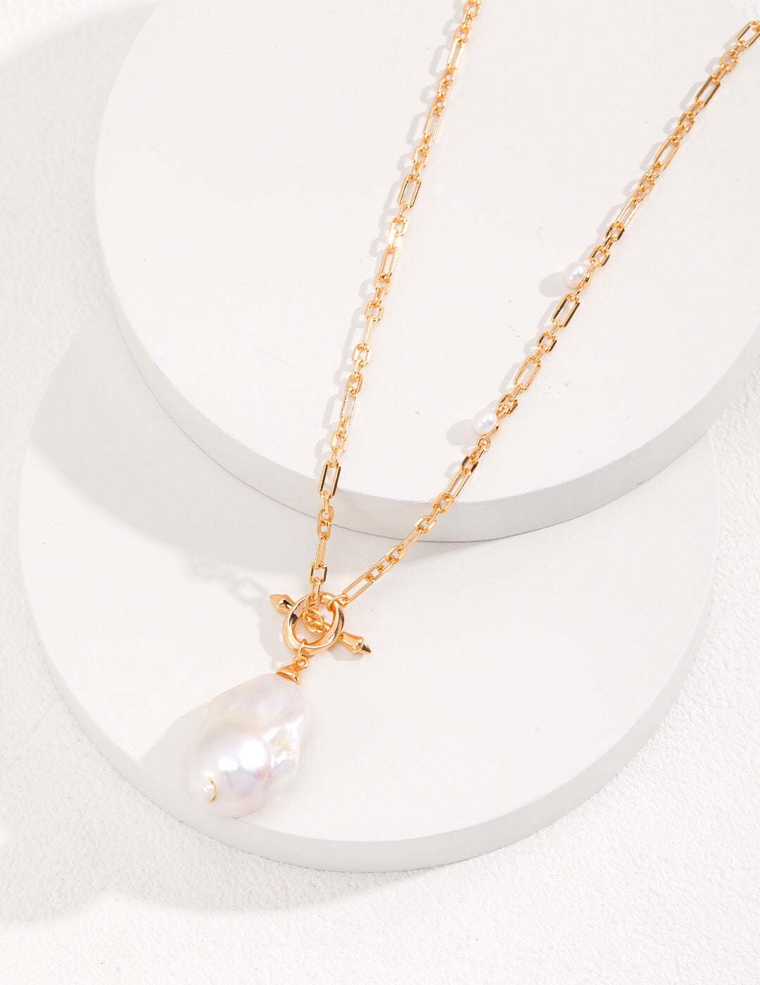 Handmade Pearl Pendant Necklace, 18K Gold Vermeil on Silver, 60cm, Gift Box