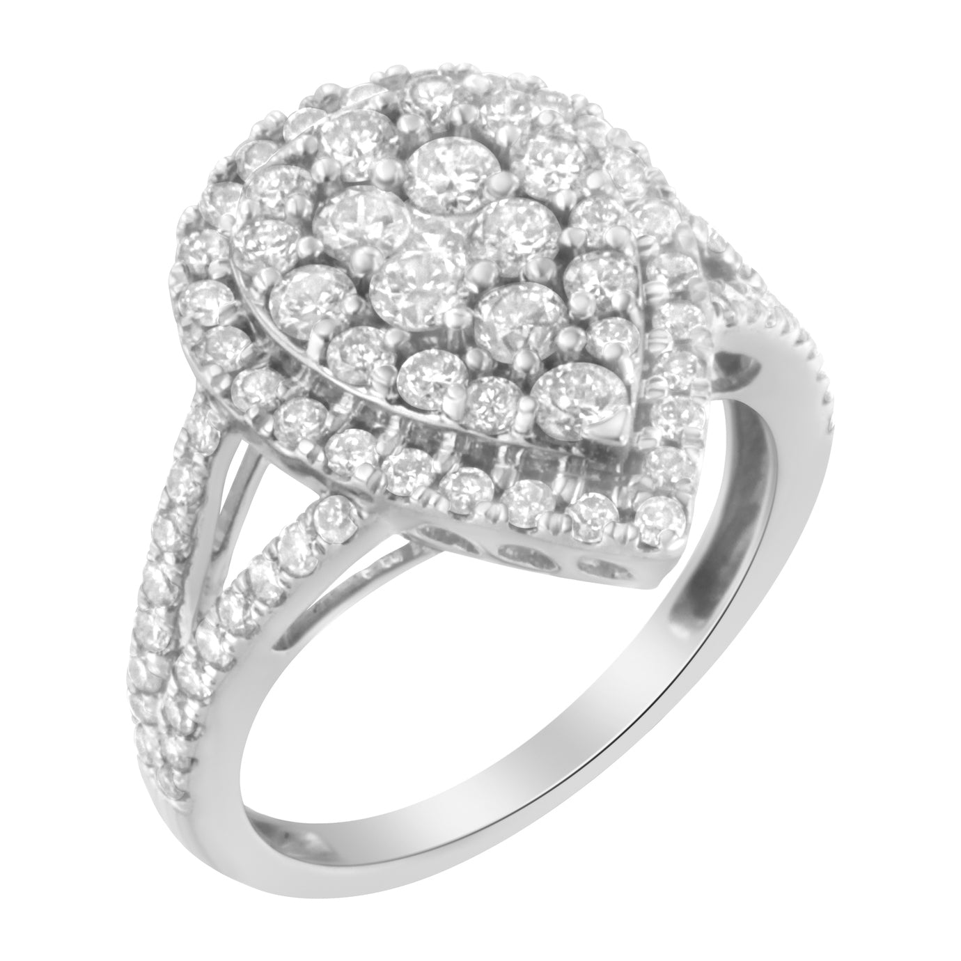 .925 Sterling Silver Diamond Cluster Ring 1.5 Cttw H-I I1-I2 – Elegant Sparkle