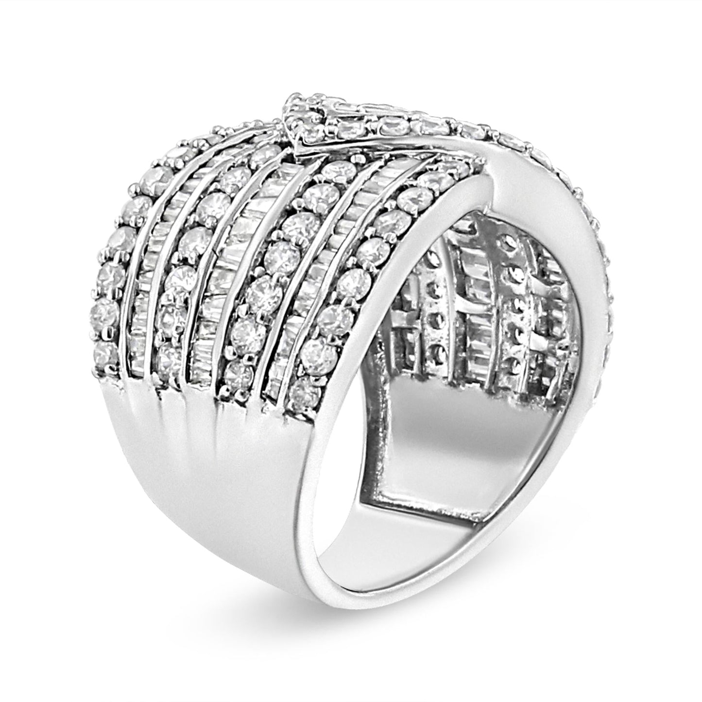 .925 Sterling Silver 2 3/8 Cttw Diamond Multi-Row Band Ring (J-K, I3)