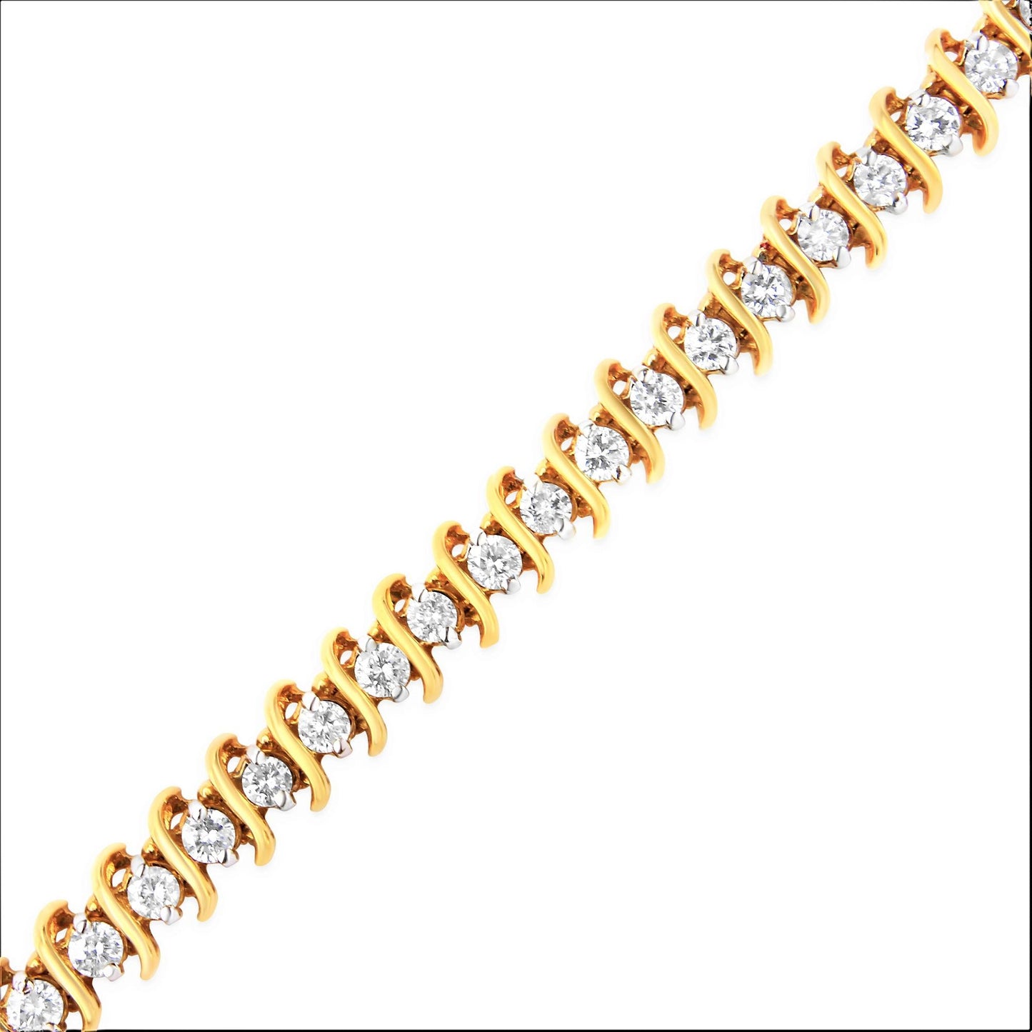 AGS Certified 18K Yellow Gold 5.00 Cttw Diamond S-Link Tennis Bracelet