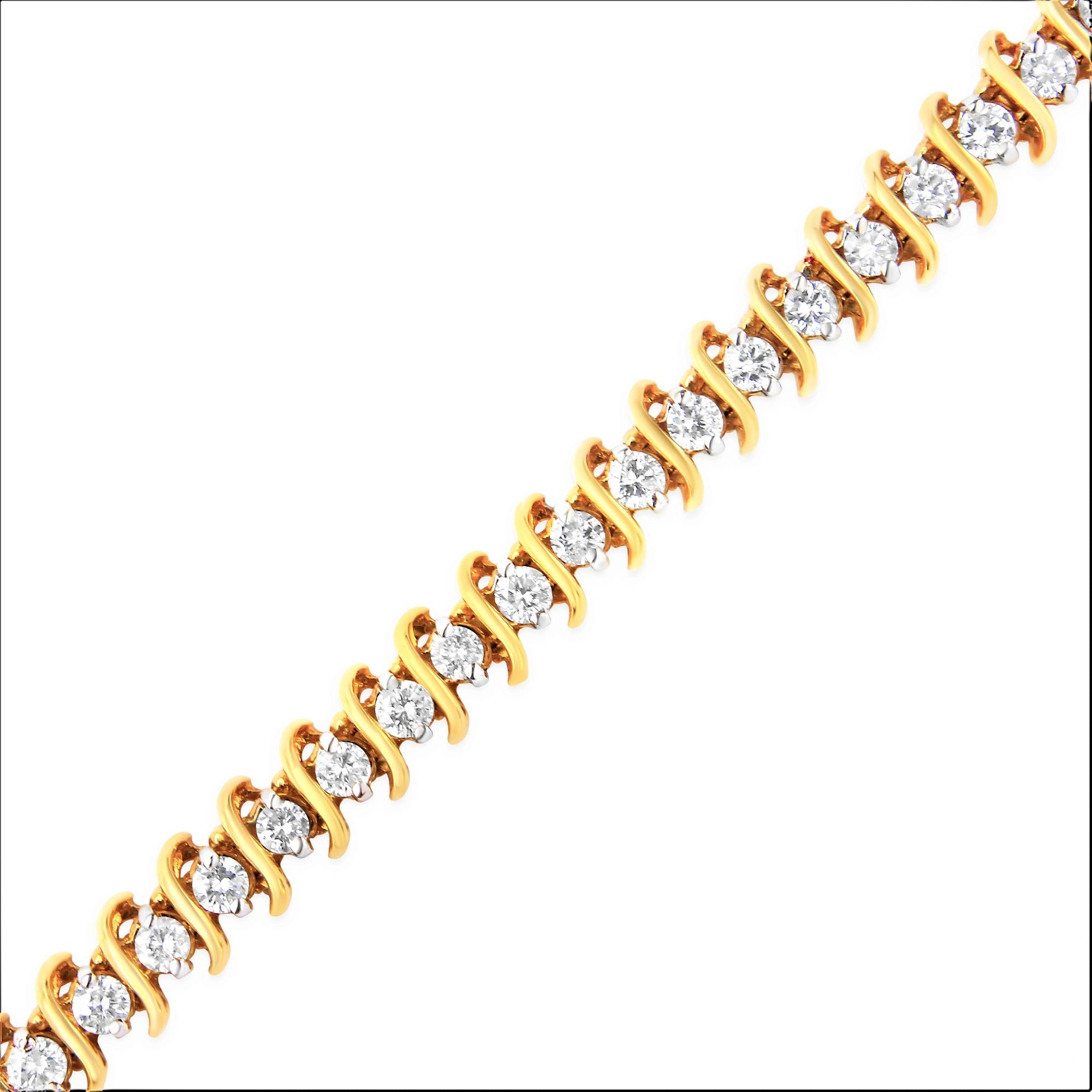 18K Yellow Gold Diamond S-Link Tennis Bracelet - Luxury Jewelry