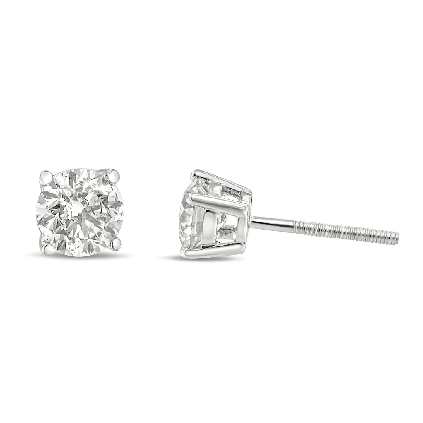 14K Gold 1.0 Carat Round Brilliant Cut Lab Grown Diamond Solitaire Stud Earrings