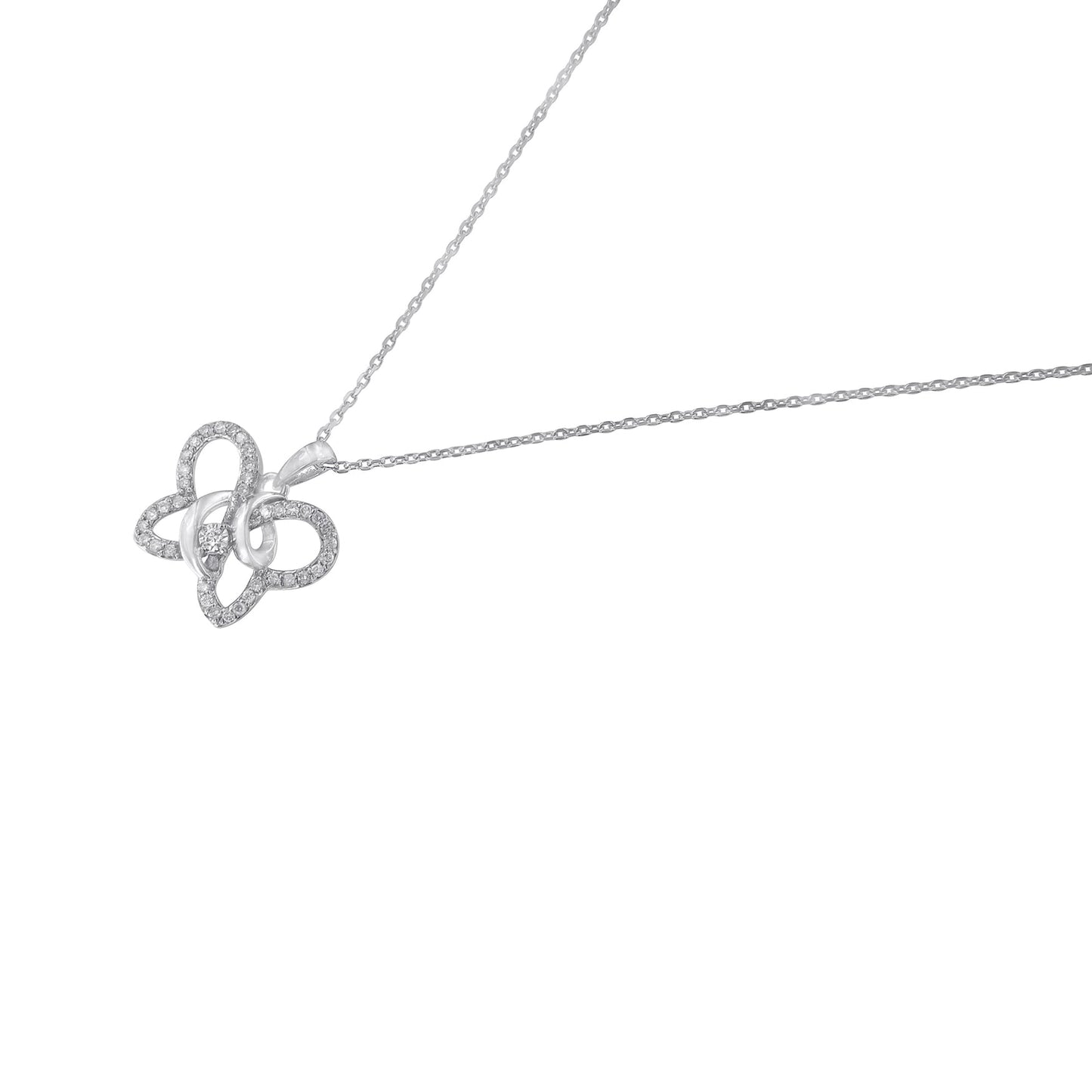 .925 Sterling Silver 1/4 Cttw Diamond Butterfly Pendant Necklace 18” (H-I)