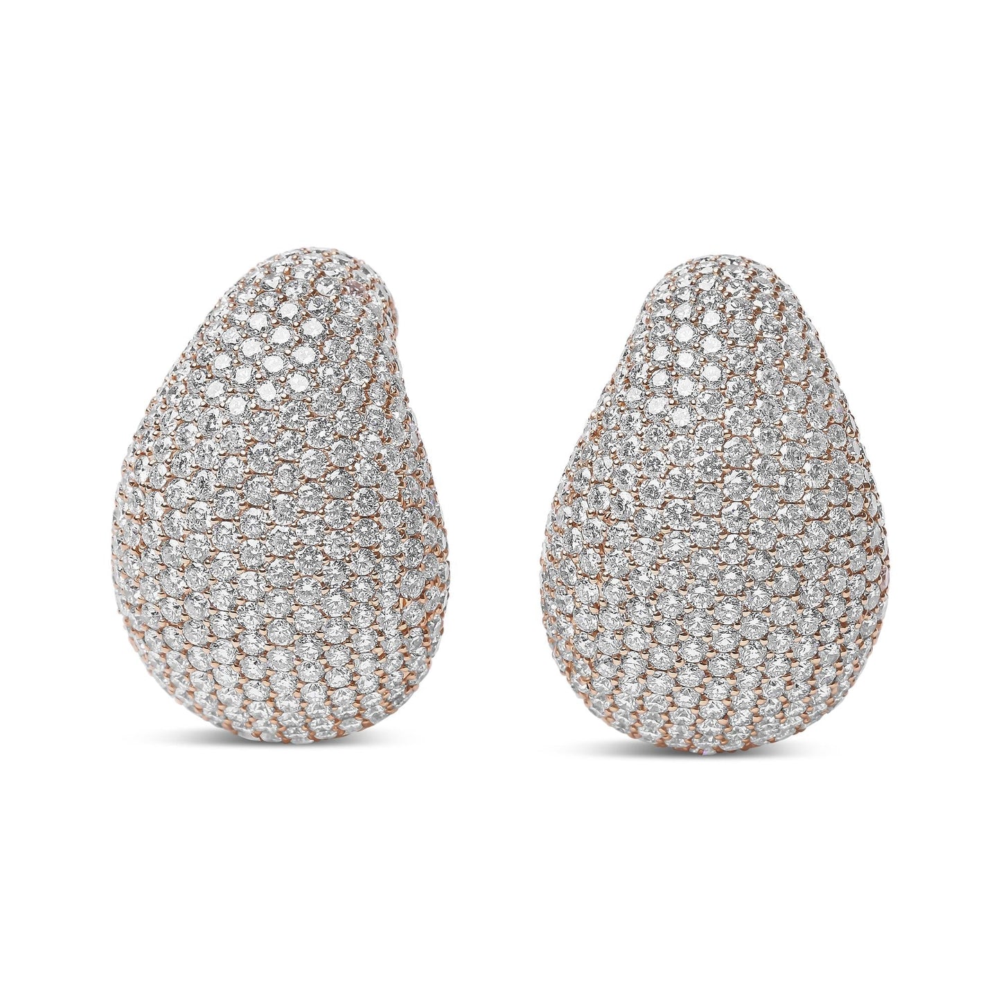 18K Rose Gold 13.2 Cttw Micro-Pave Diamond Sculptural Omega Back Earrings