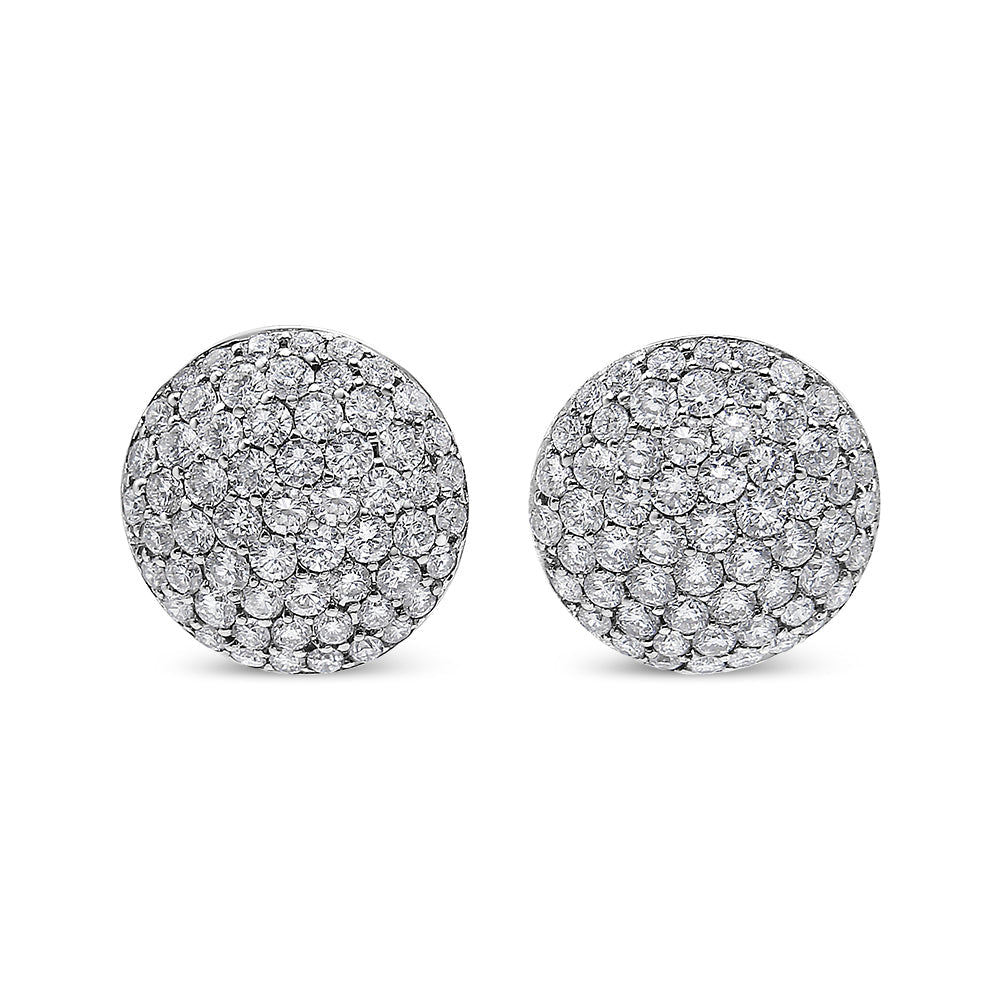 18K White Gold 3.5 Cttw Diamond Cluster Disc Stud Earrings