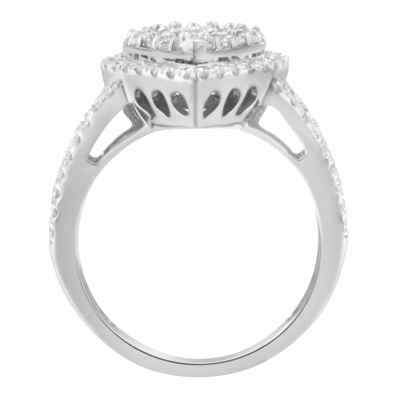.925 Sterling Silver Diamond Cluster Ring 1.5 Cttw H-I I1-I2 – Elegant Sparkle