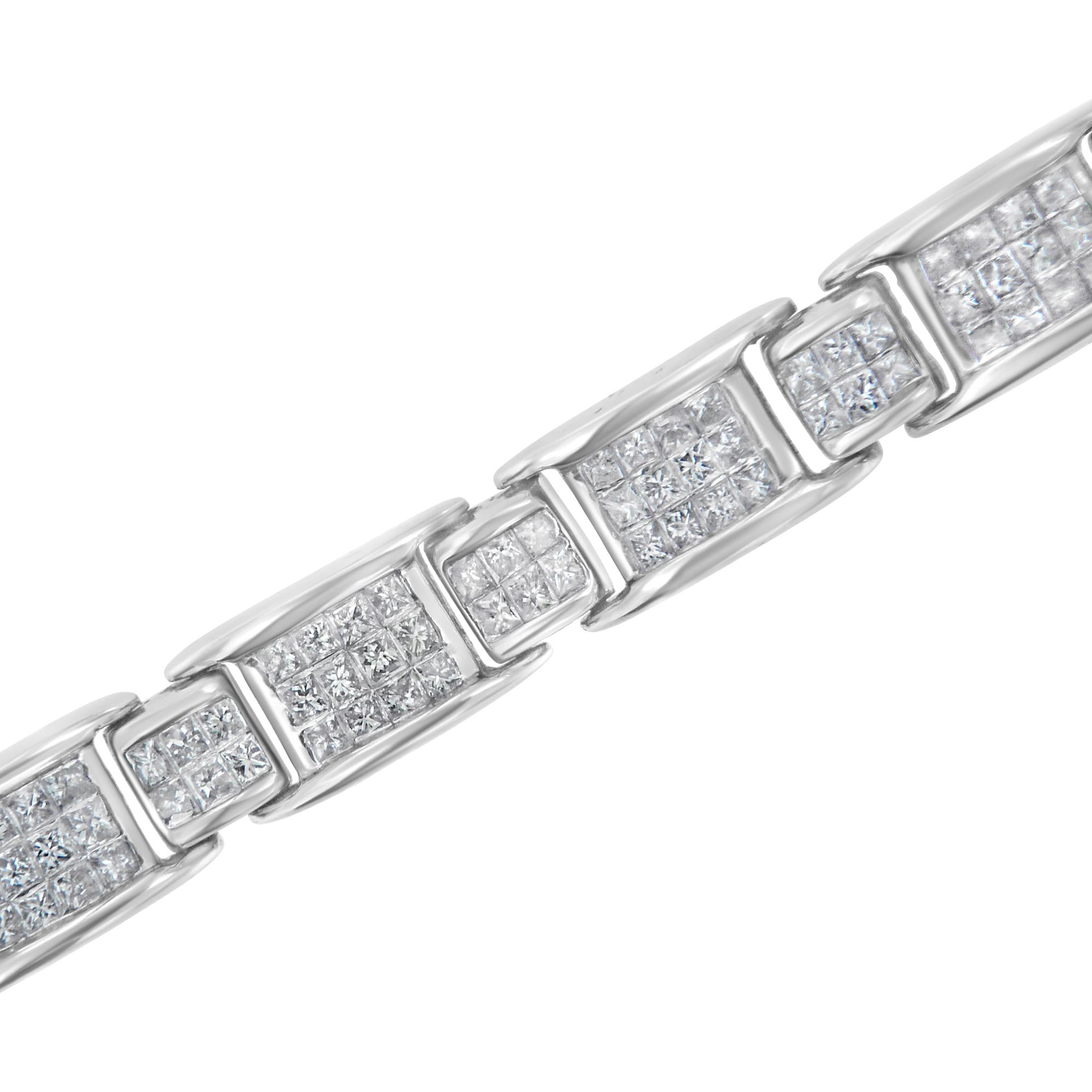 14K White Gold Princess-Cut Diamond Tennis Bracelet - Luxury Jewelry