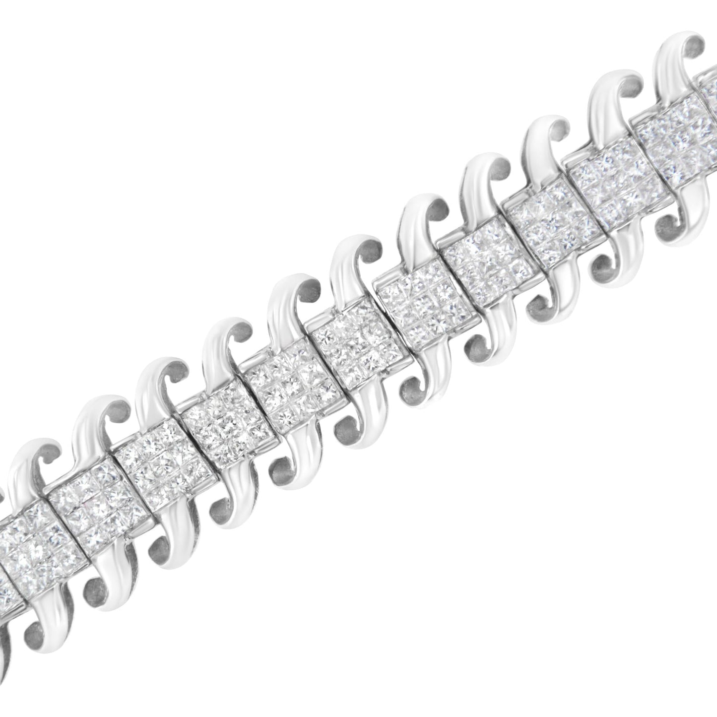 14K White Gold 5.0 Cttw Princess Cut Diamond Invisible Set Tennis Bracelet
