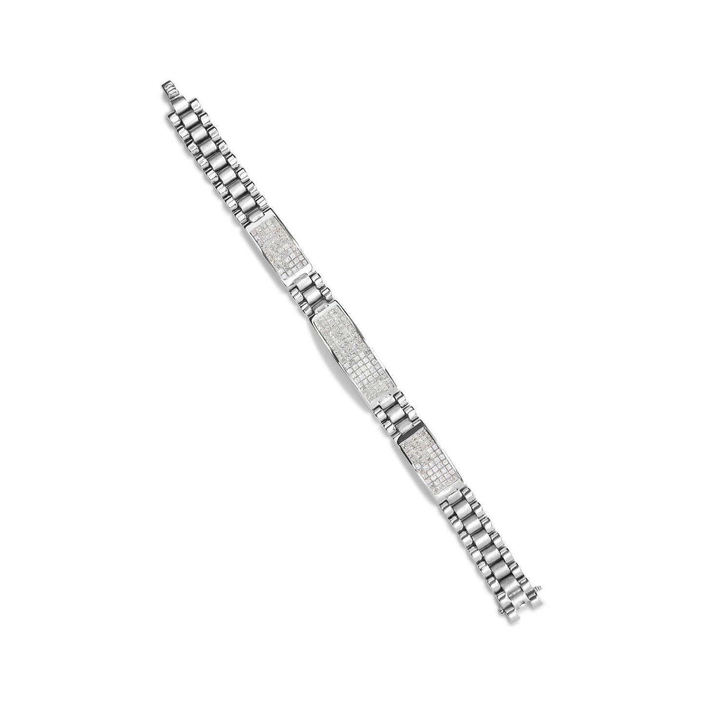 14K White Gold 12.0 Cttw Men's Princess Diamond Invisible Set Tennis Bracelet