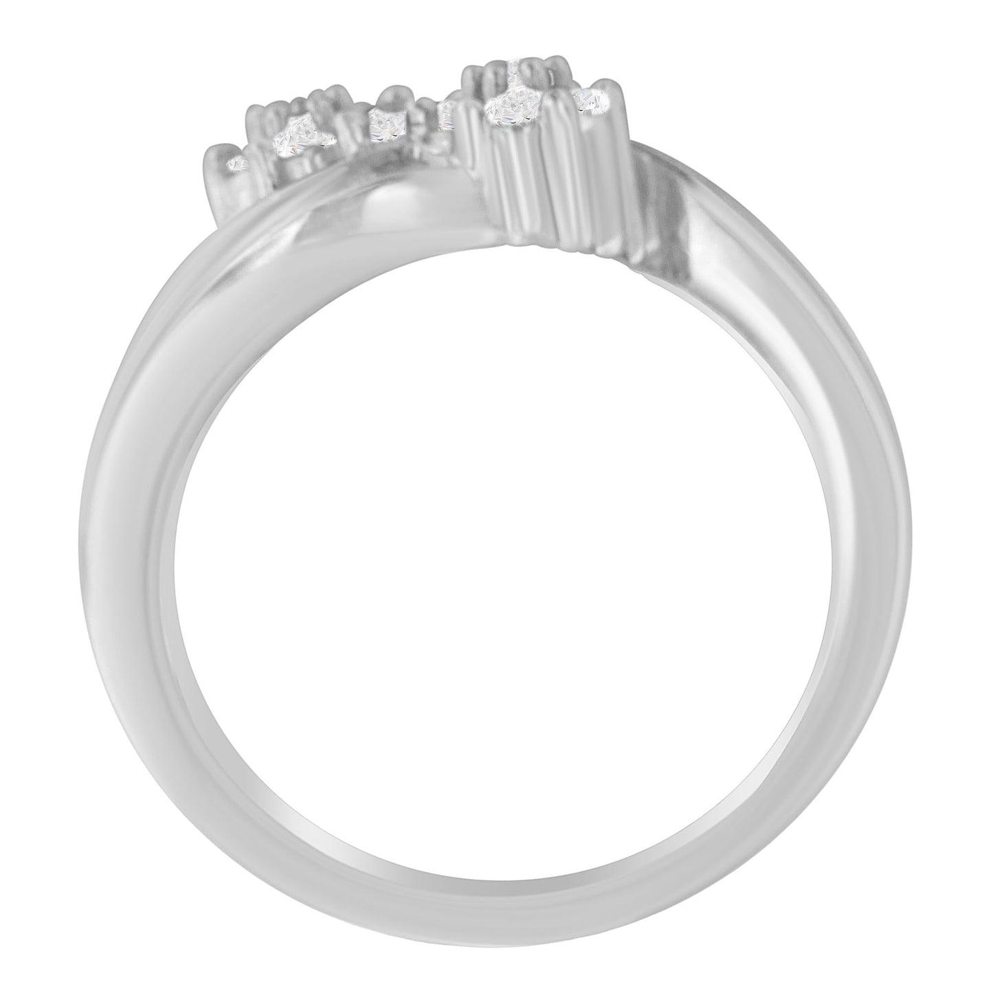 14K White Gold Round & Baguette Diamond Bypass Ring (1/2 Cttw, H-I, I1-I2)