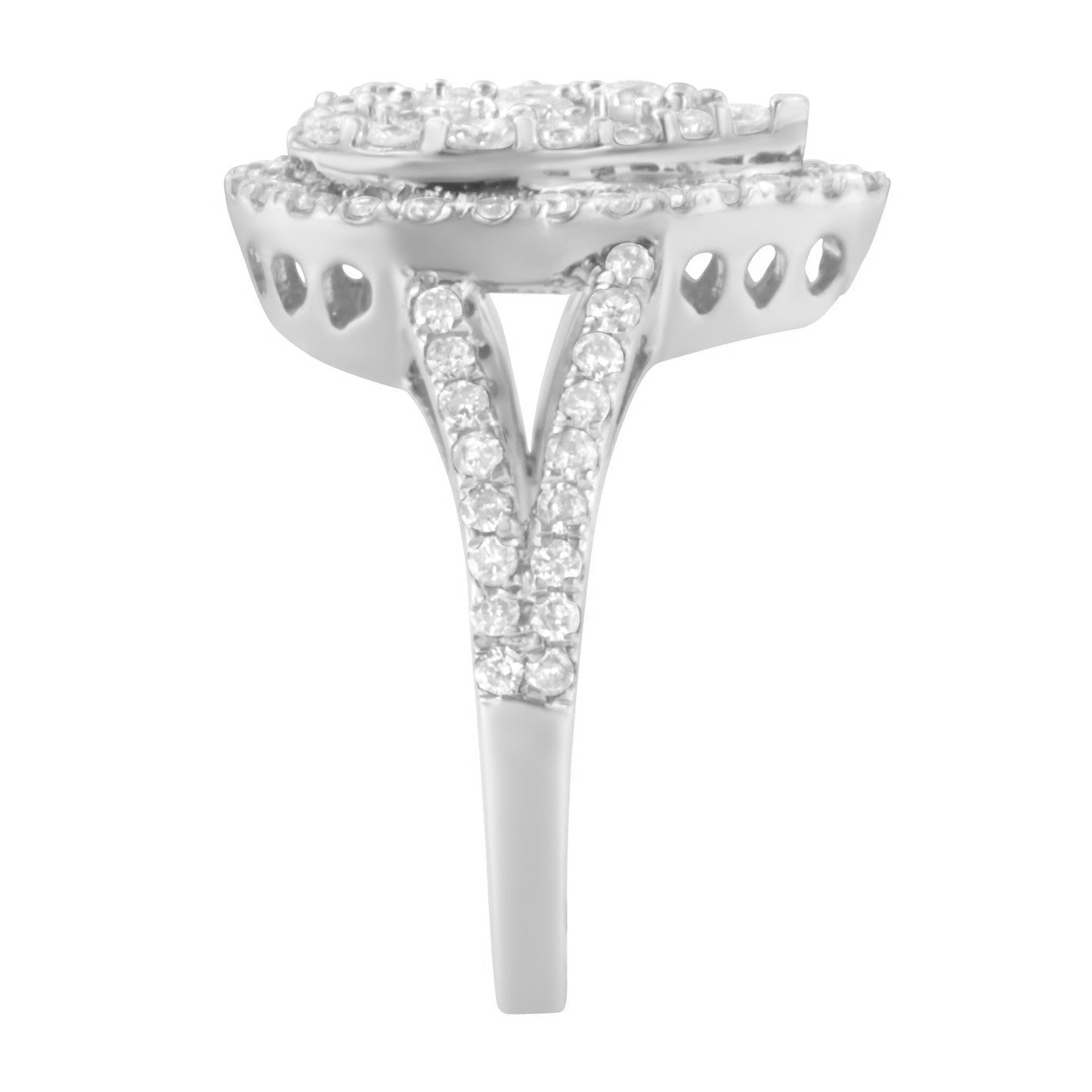 .925 Sterling Silver Diamond Cluster Ring 1.5 Cttw H-I I1-I2 – Elegant Sparkle