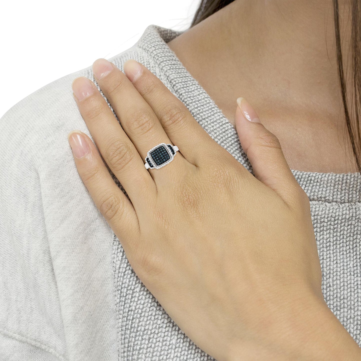 .925 Sterling Silver 1/3 Cttw Diamond Crisscross Bridal Set Ring (H-I, I1-I2)