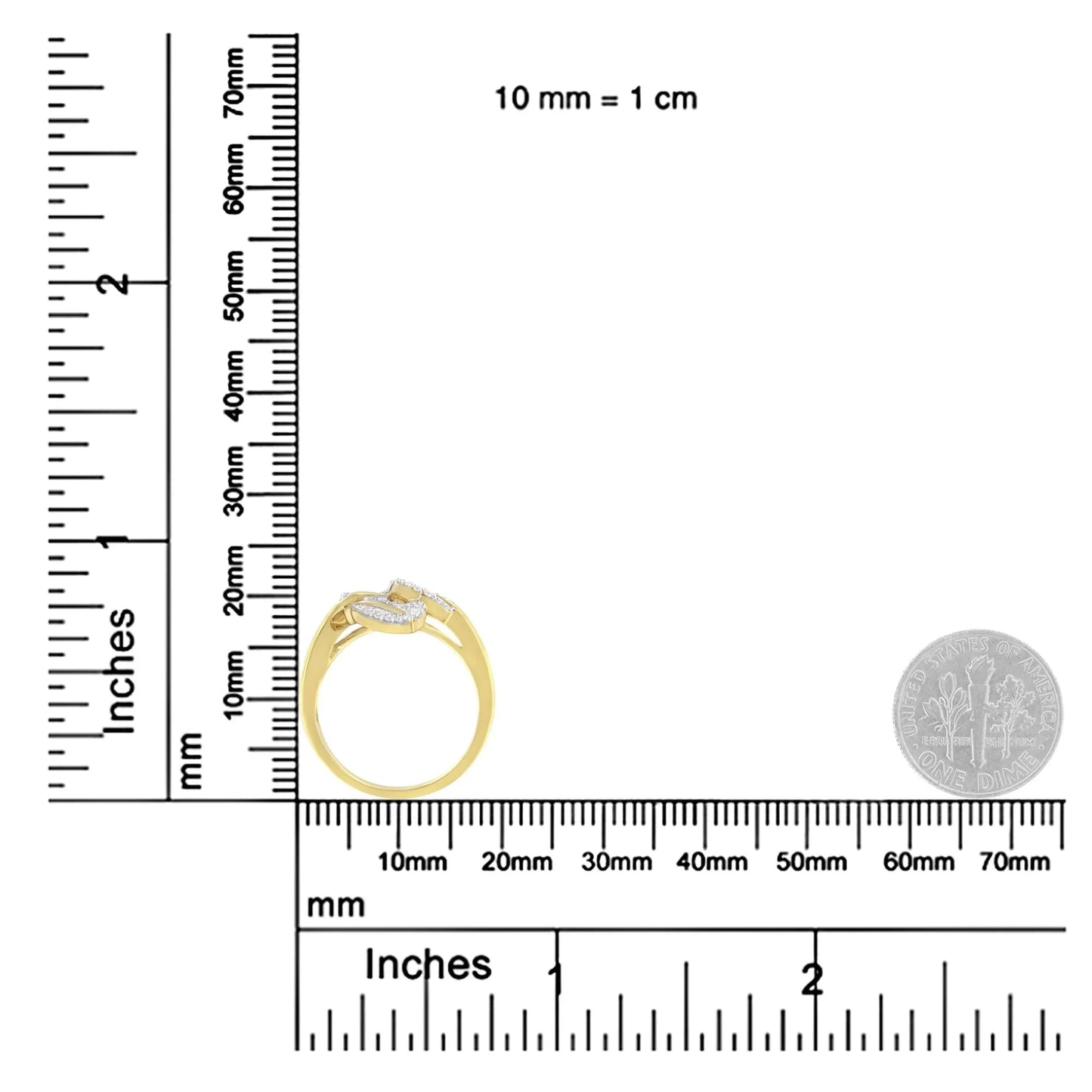 18K Gold Plated Sterling Silver Diamond Triple Leaf Ring 3/8 Ct Baguette