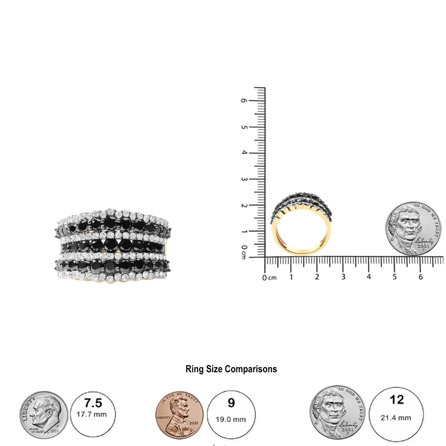 14K Yellow Gold Plated .925 Silver 1.75 Cttw Black & White Diamond Band Ring