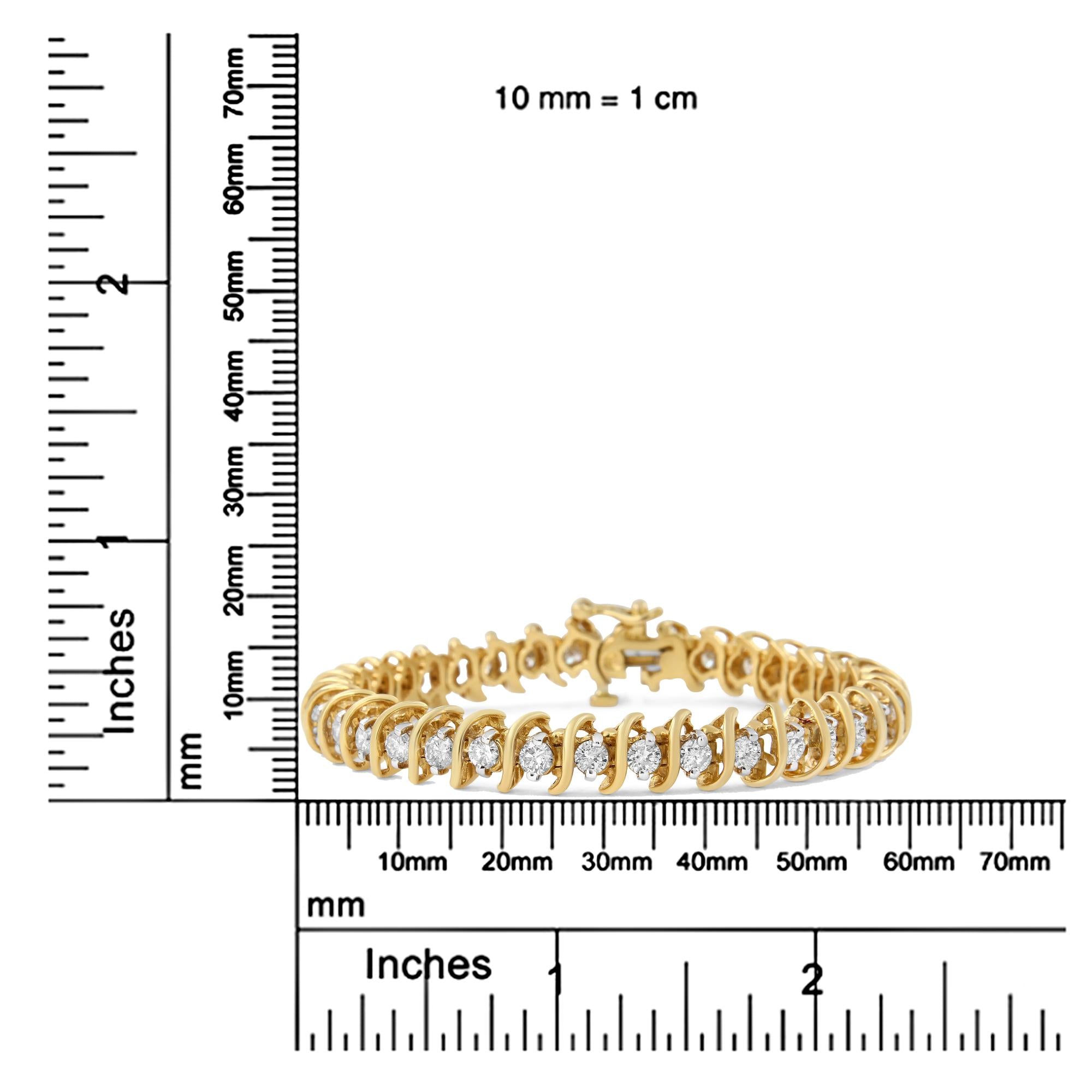 18K Yellow Gold Diamond S-Link Tennis Bracelet - Luxury Jewelry