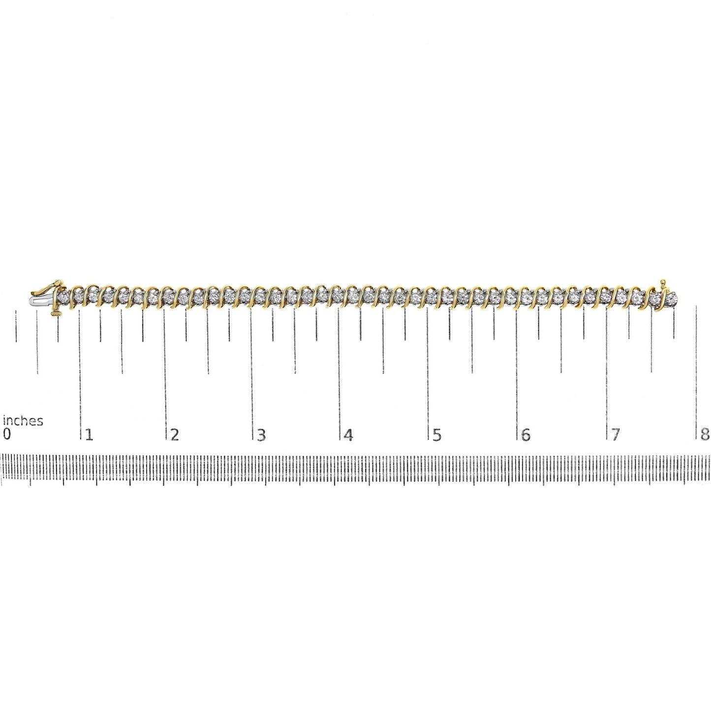 18K Yellow Gold 4.0 Cttw Round-Cut Diamond S-Link Tennis Bracelet - Luxury