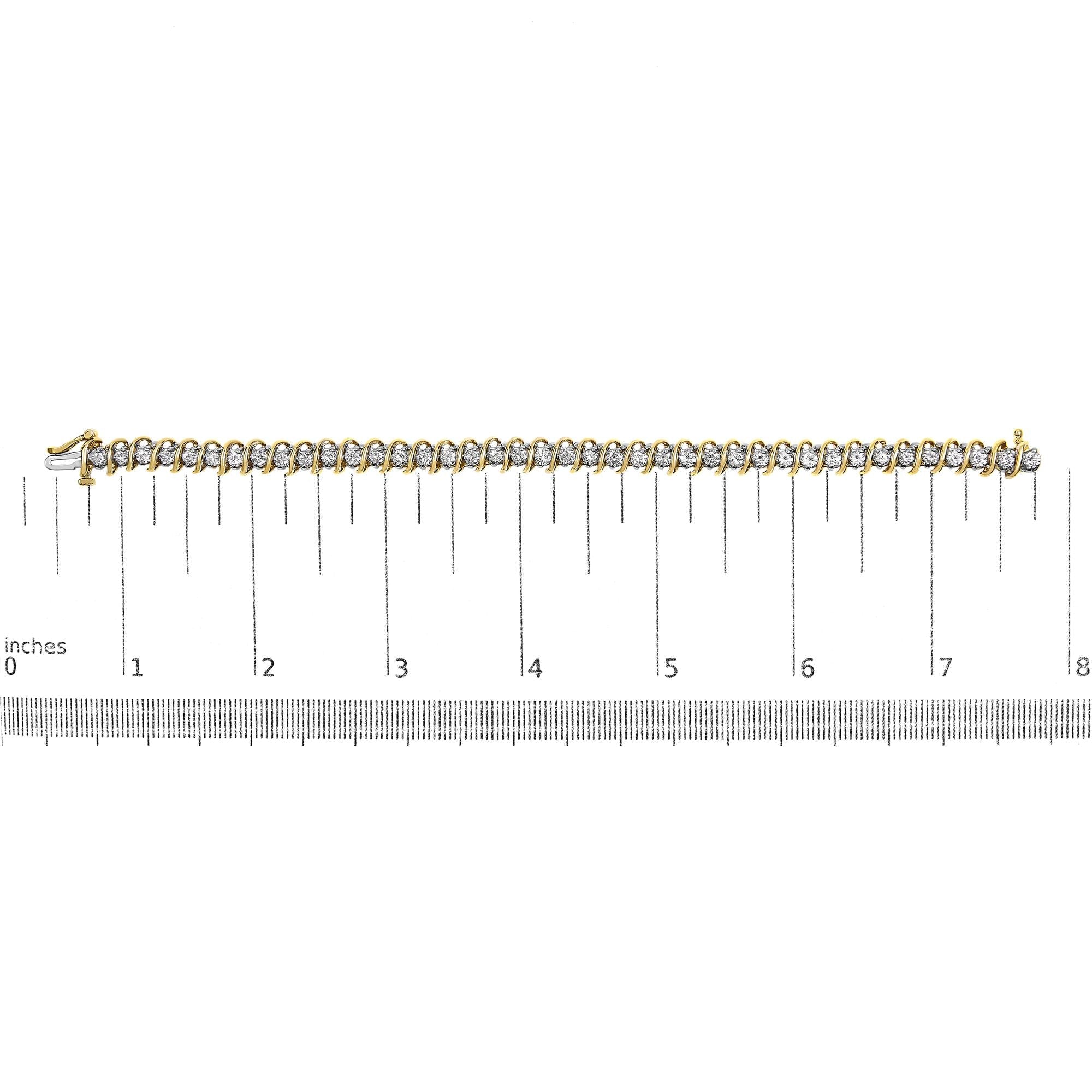 18K Yellow Gold Round-Cut Diamond S-Link Tennis Bracelet - Luxury Jewelry