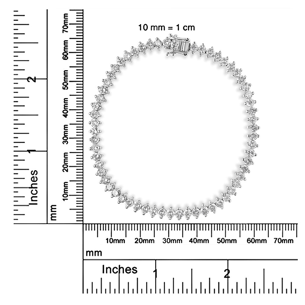 14K White Gold Round Diamond 2-Prong Tennis Bracelet 7 - Luxury Jewelry
