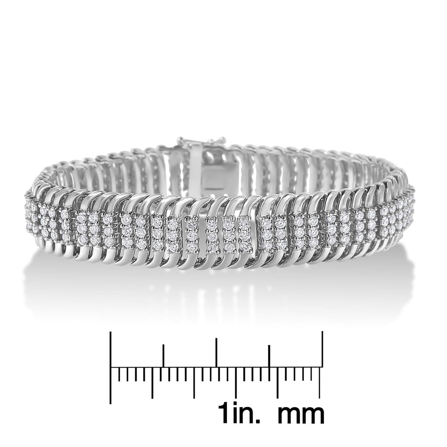 14K White Gold 5.0 Cttw Round Diamond S Wave Tennis Bracelet - Luxury Jewelry