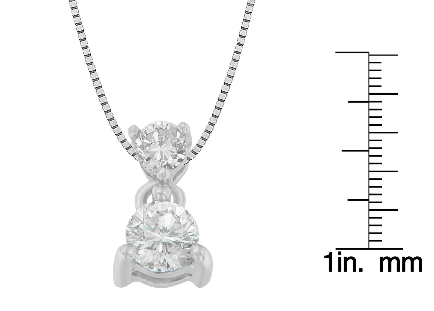 14K White Gold 1/2 Cttw Round Cut Diamond Pendant Necklace