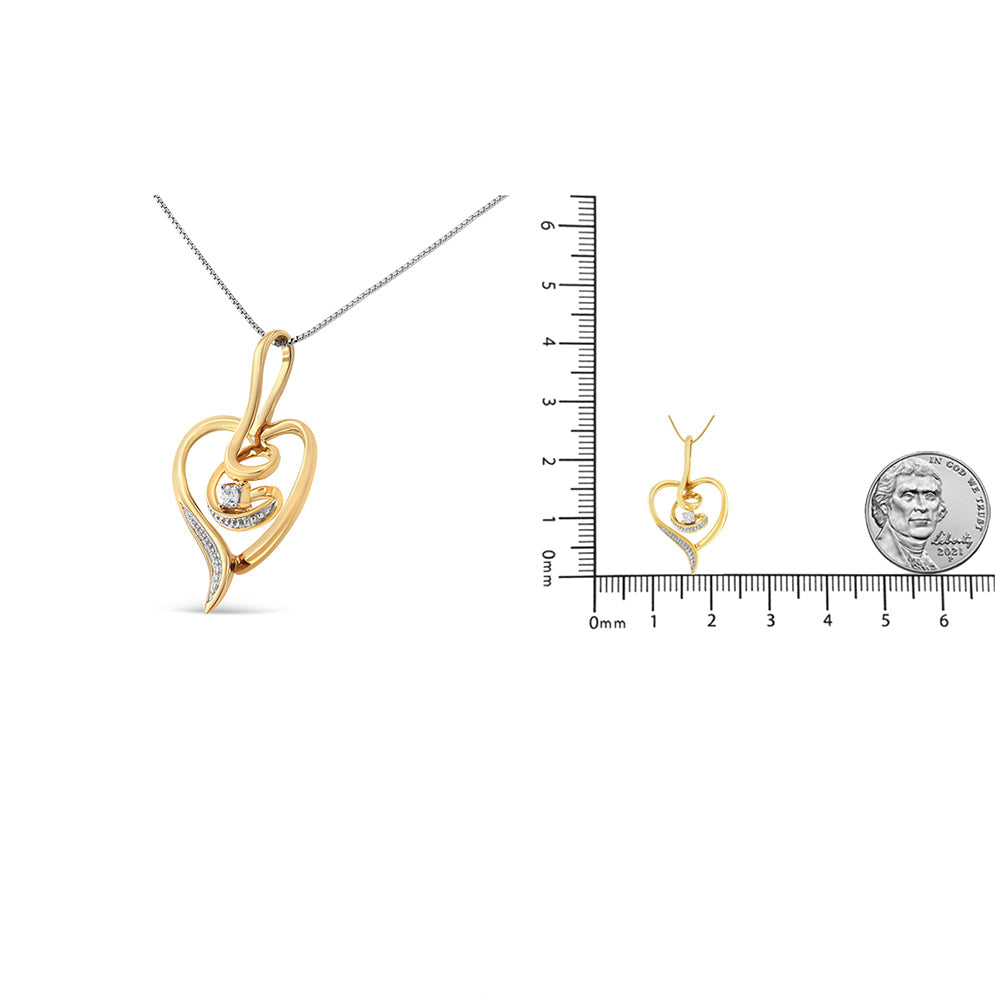 Espira 10K Yellow Gold Diamond Swirl Open Heart Pendant Necklace