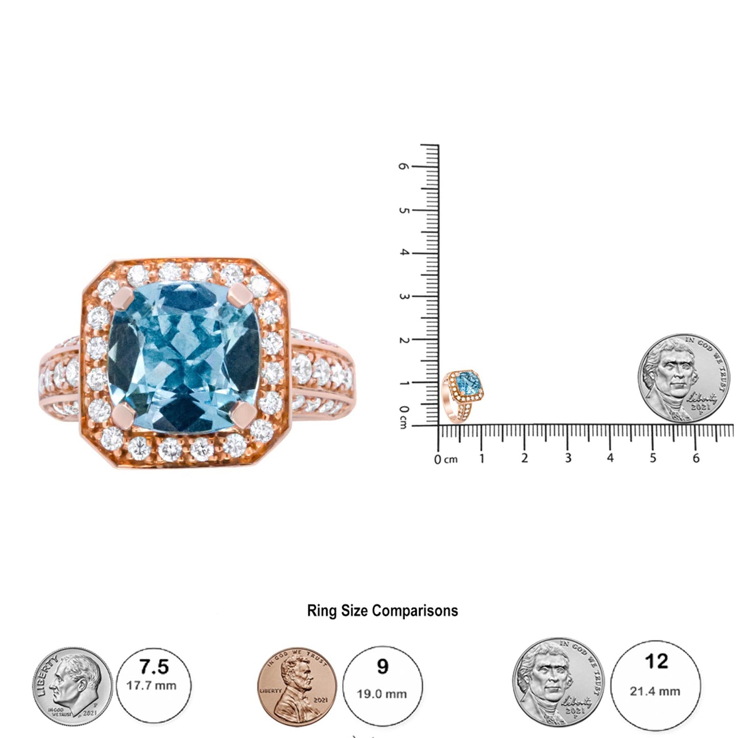 18K Rose Gold Aquamarine & Diamond Halo Ring - Luxury Jewelry