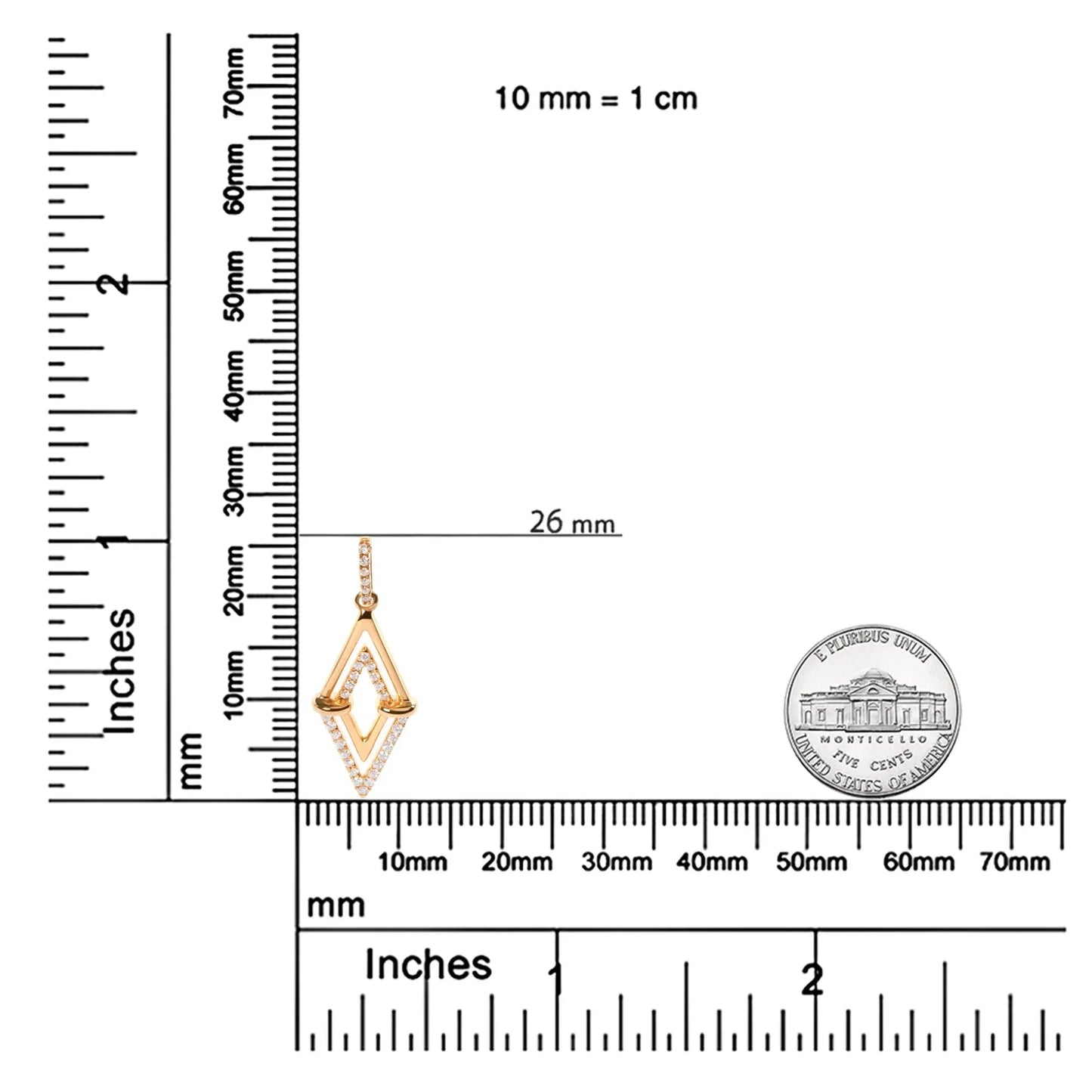 14K Gold Diamond Double Triangle Pendant Necklace 1/4 Ct 18" Geometric