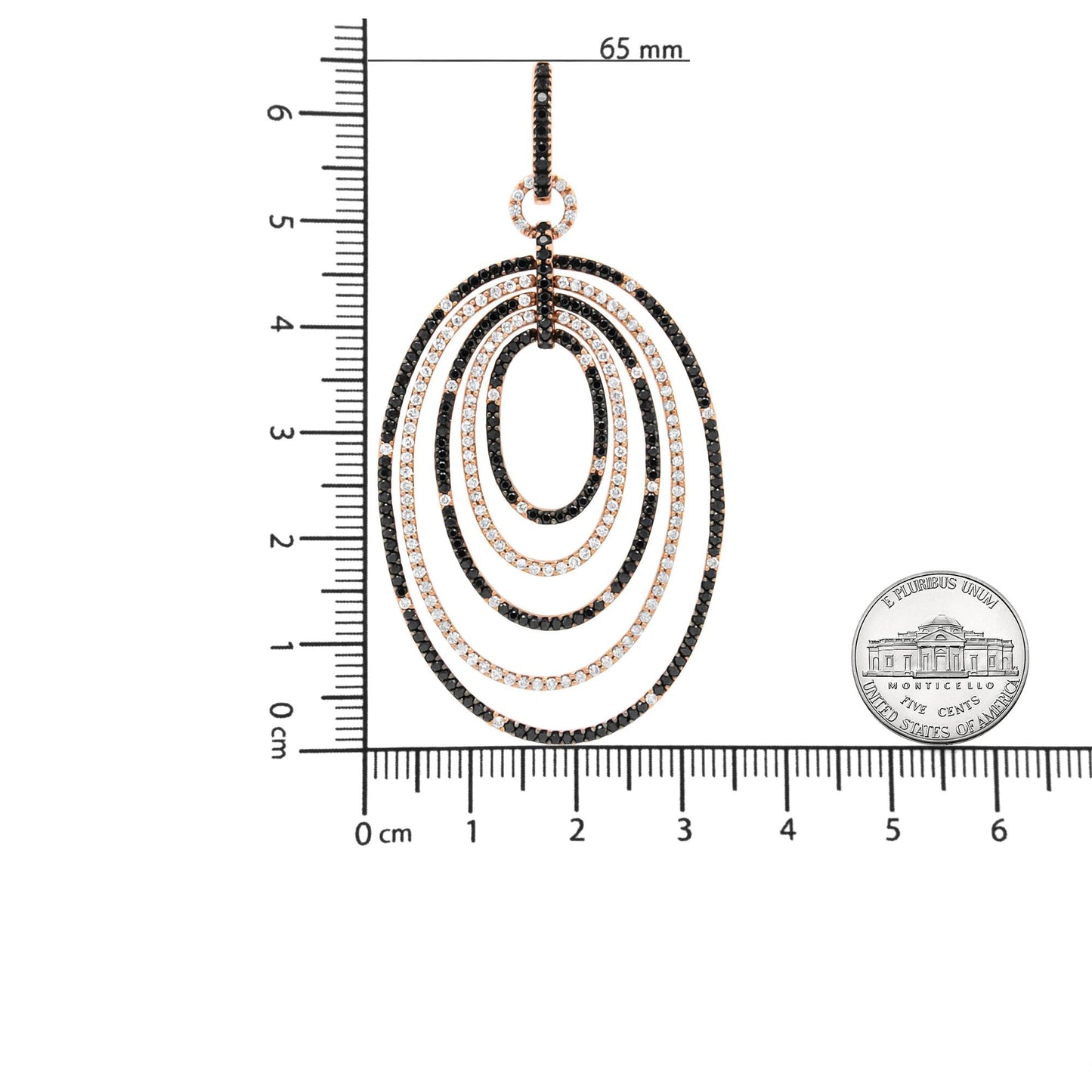 18K Rose Gold 5.00 Cttw Black & White Diamond Hoop Dangle Earrings