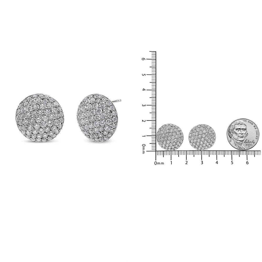 18K White Gold 3.5 Cttw Diamond Cluster Disc Stud Earrings