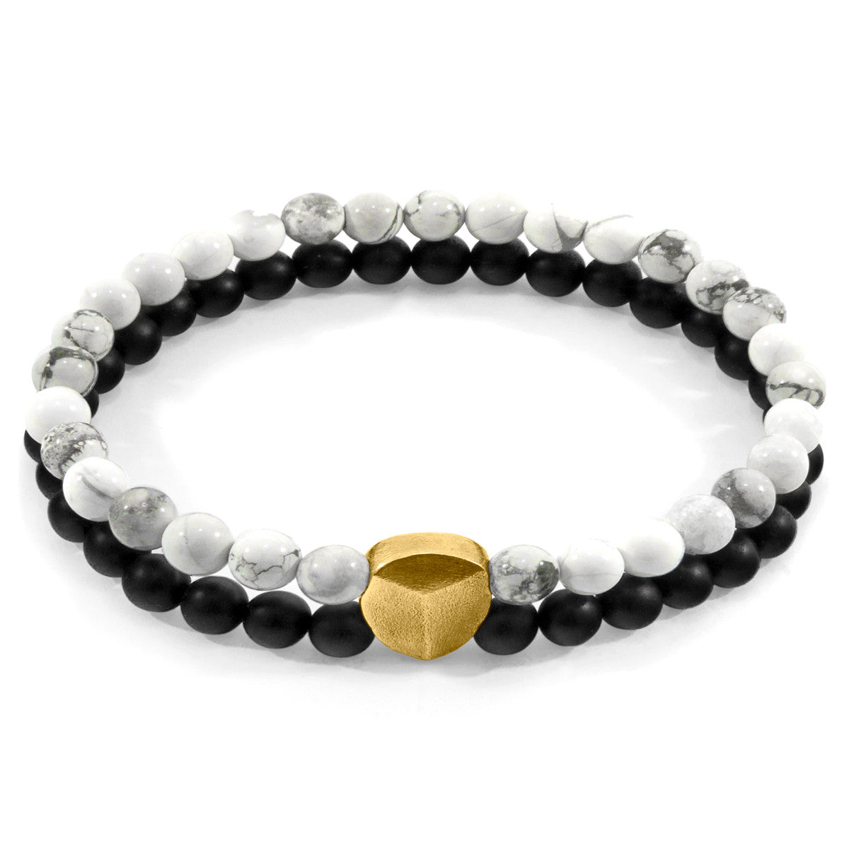White Howlite Iguazu Bracelet – 9ct Yellow Gold & Natural Stone Beads