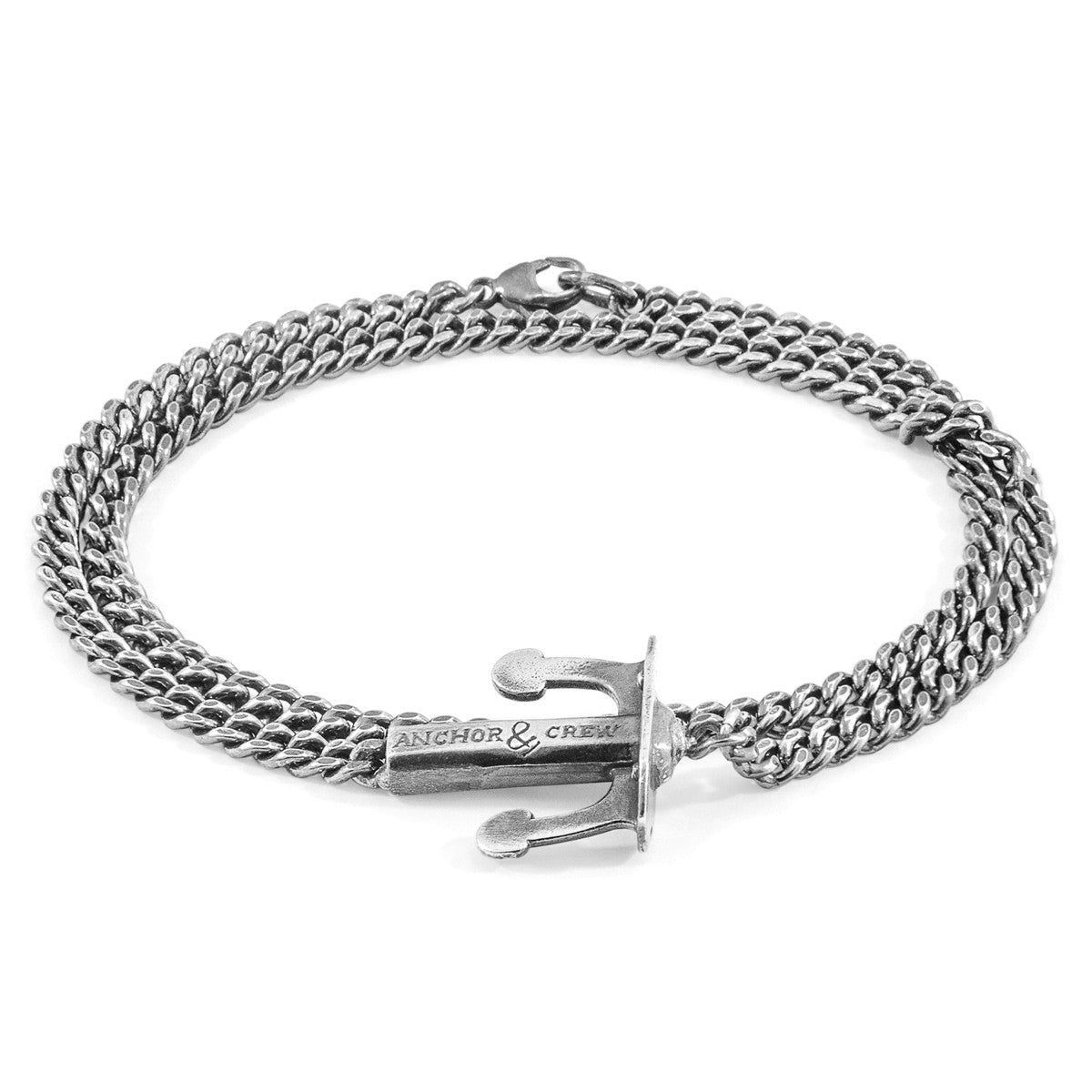 Union Anchor Bracelet – Double Sterling Silver Chain with Nautical Clasp