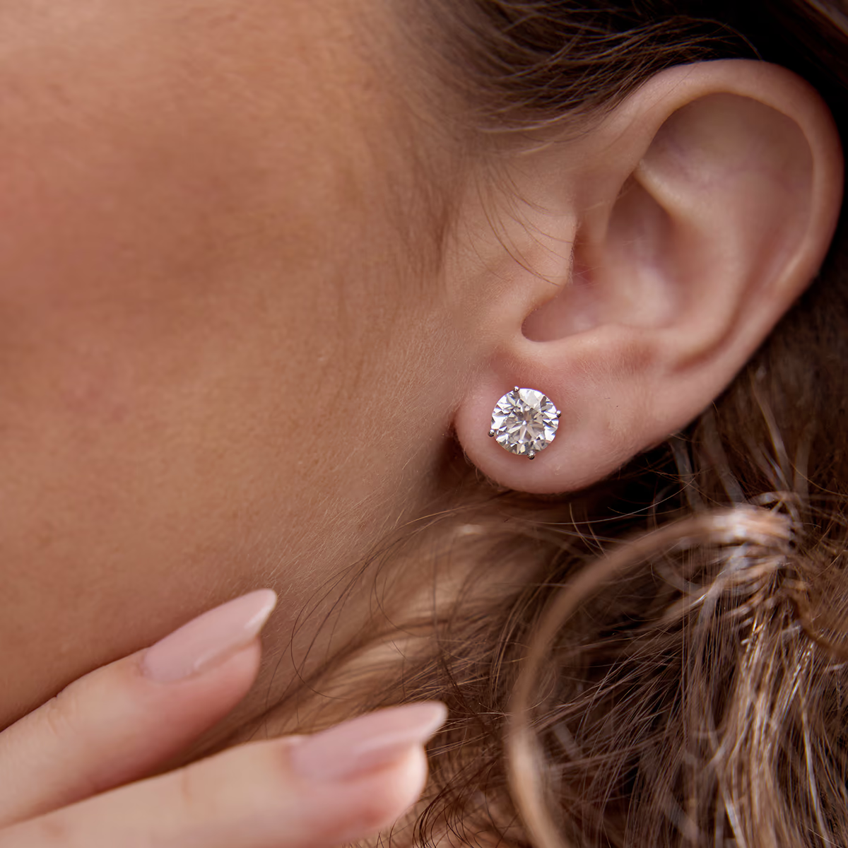 2.50 CTW AGI Certified Lab Grown Diamond (G-Vs Clarity) Stud Earrings in 14K White or Yellow Gold