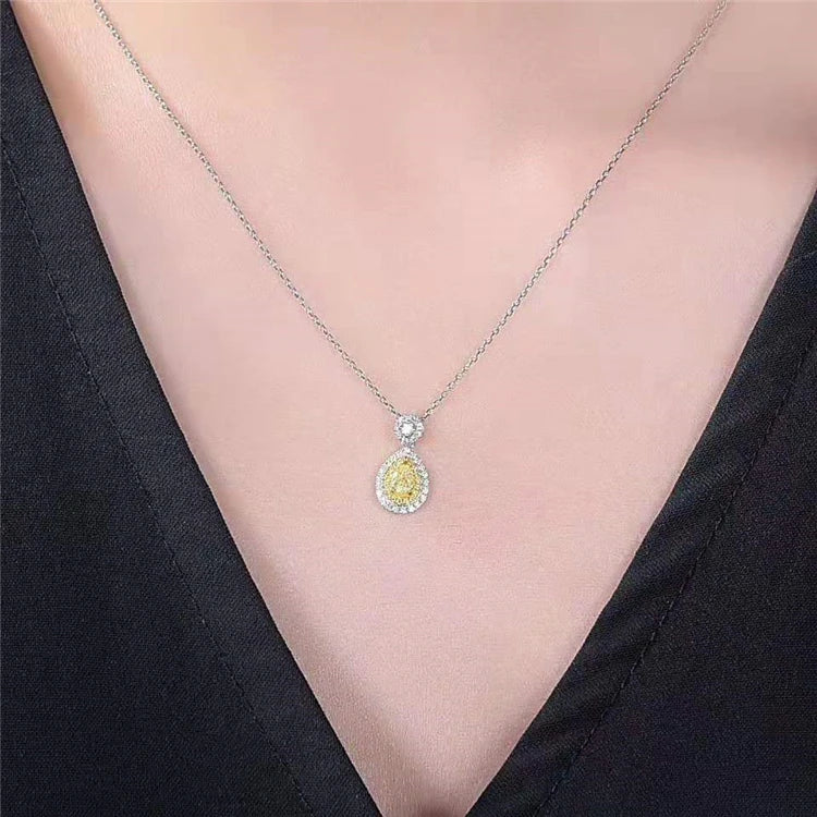 Diamond Necklace 18k Gold 0.26 ct Natural Yellow Diamond Charm Necklace